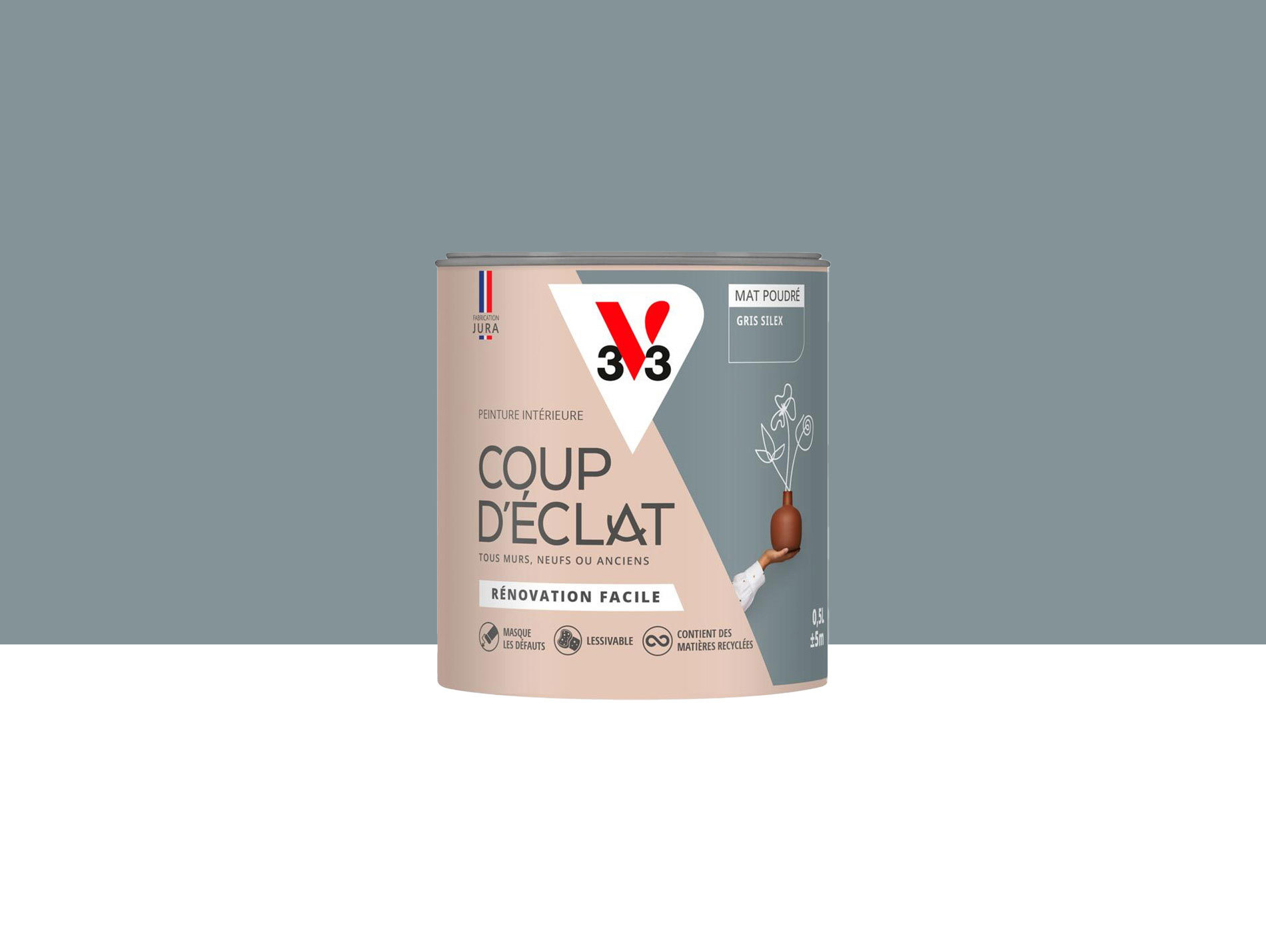 Peinture de décoration Coup d'éclat V33 Gris silex 500ml