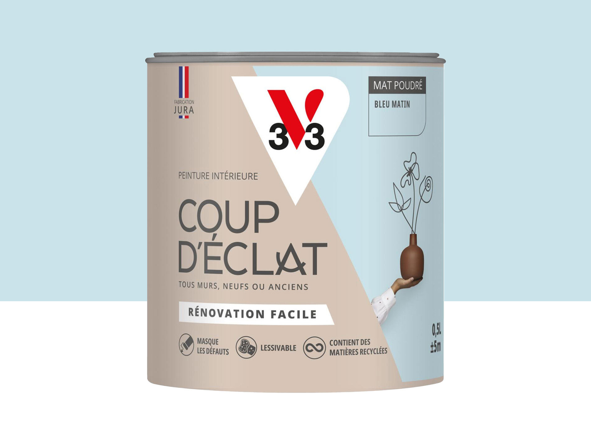 Peinture de décoration Coup d'éclat V33 Bleu matin 500ml