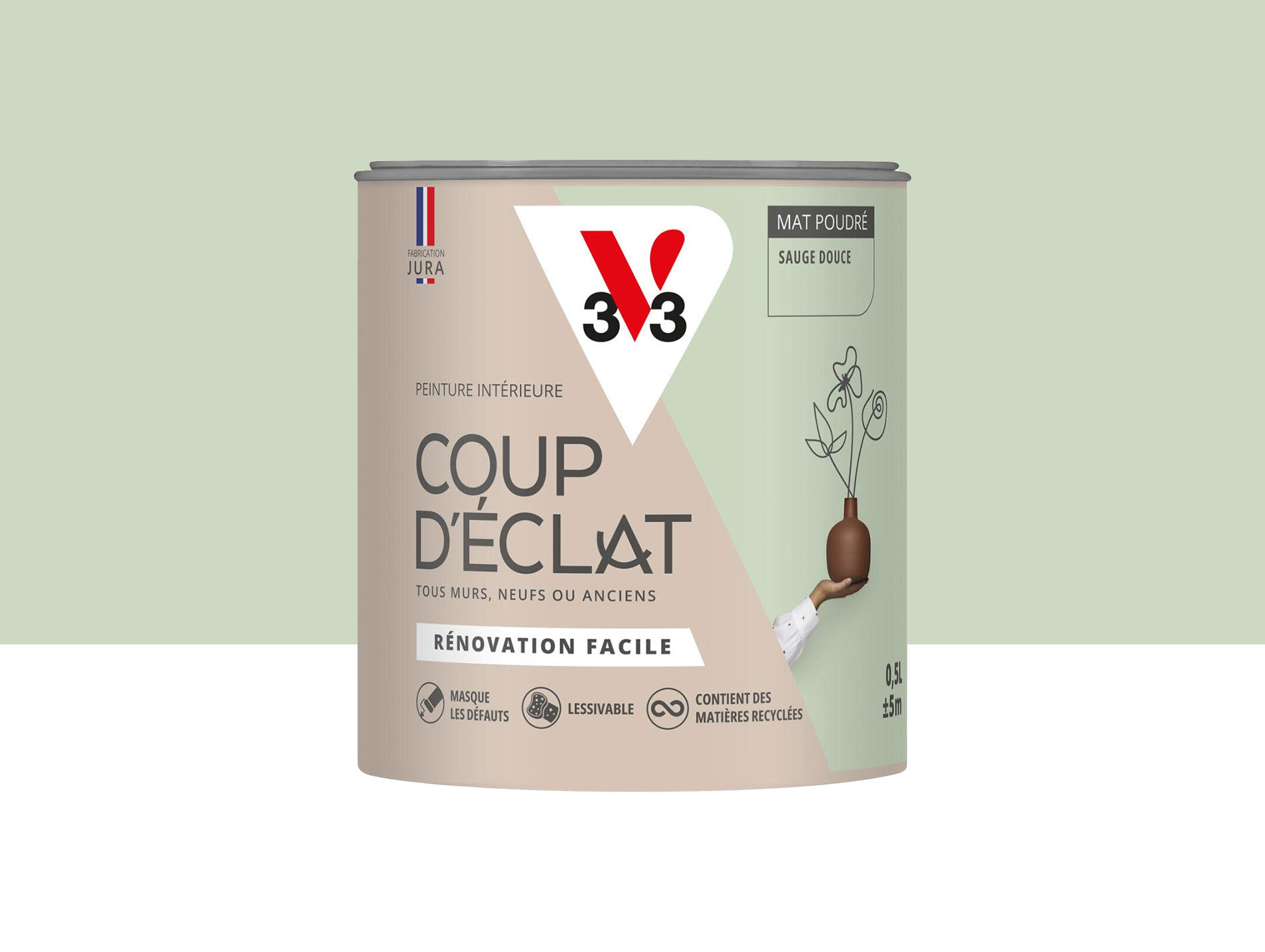 Peinture de décoration Coup d'éclat V33 Sauge douce 500ml