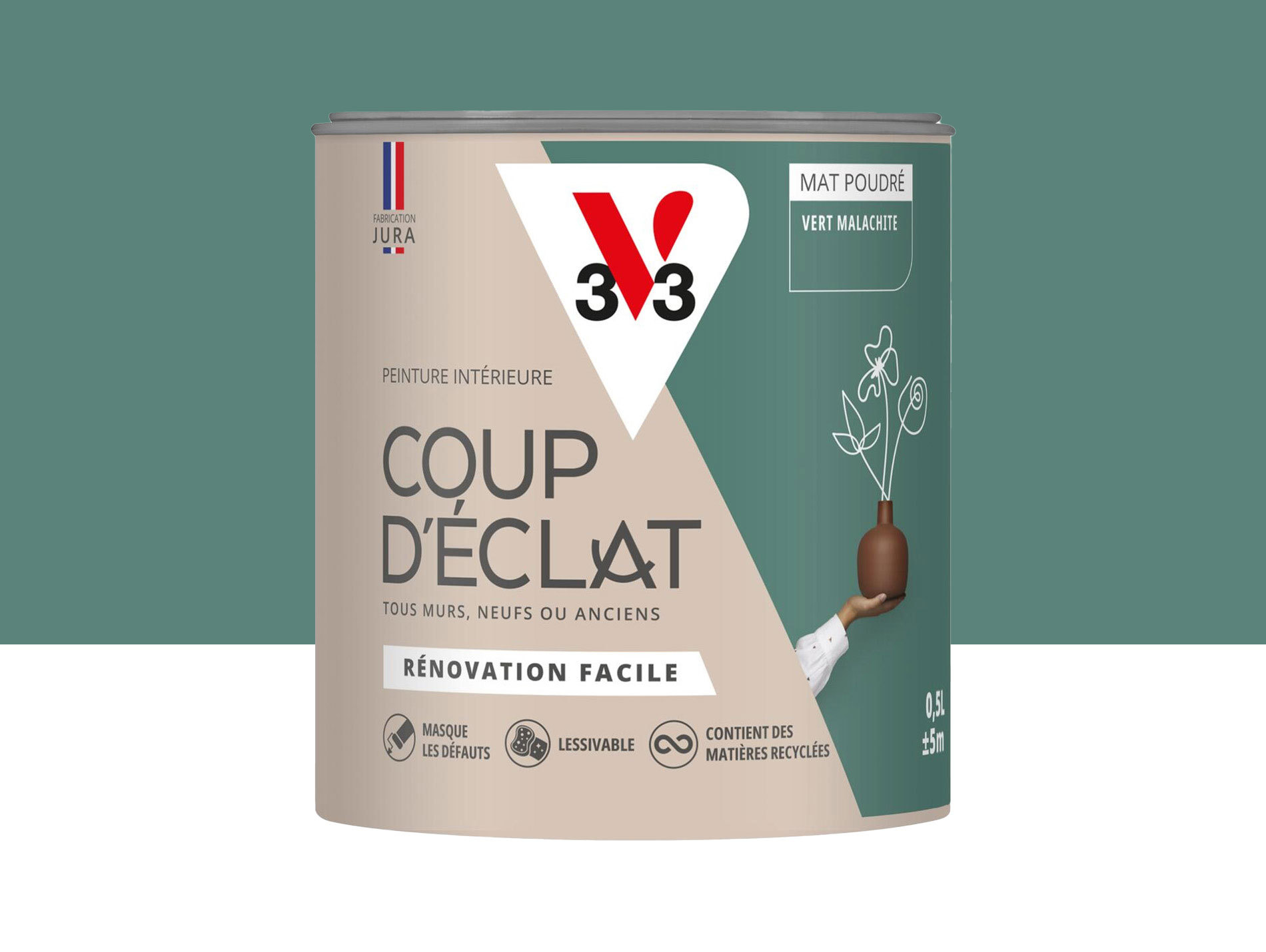 Peinture de décoration Coup d'éclat V33 Vert malachite 500ml