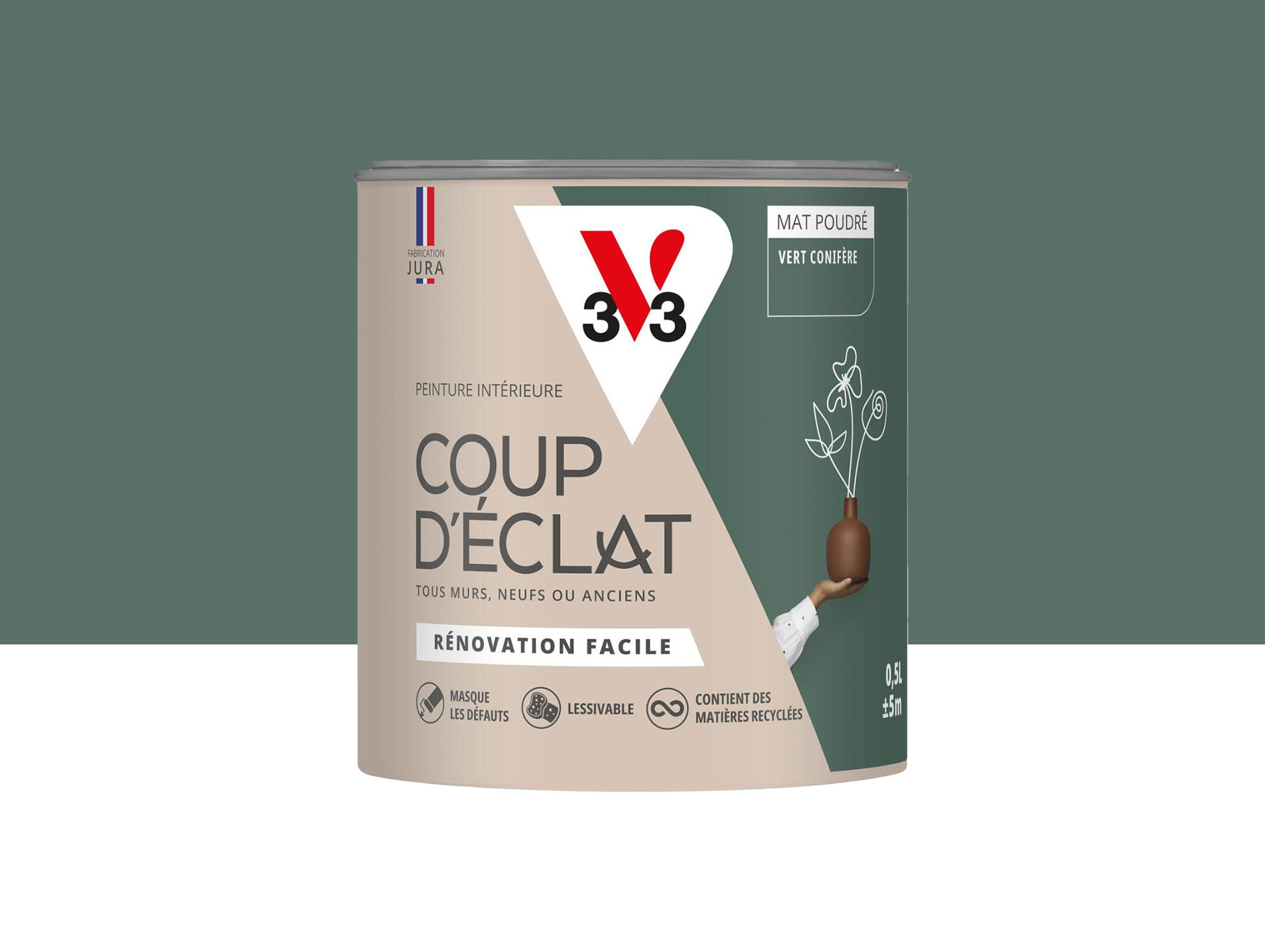 Peinture de décoration Coup d'éclat V33 Vert conifère 500ml