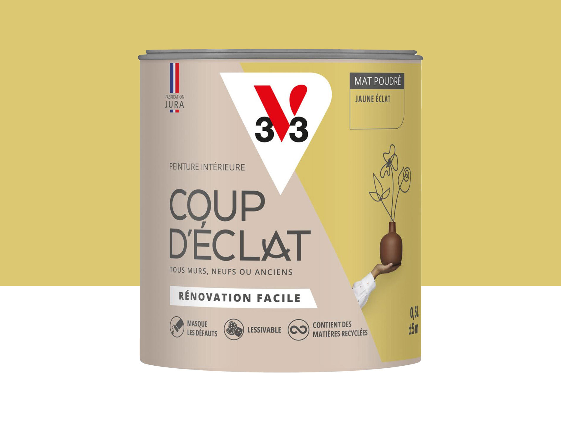 Peinture de décoration Coup d'éclat V33 Jaune éclat 500ml