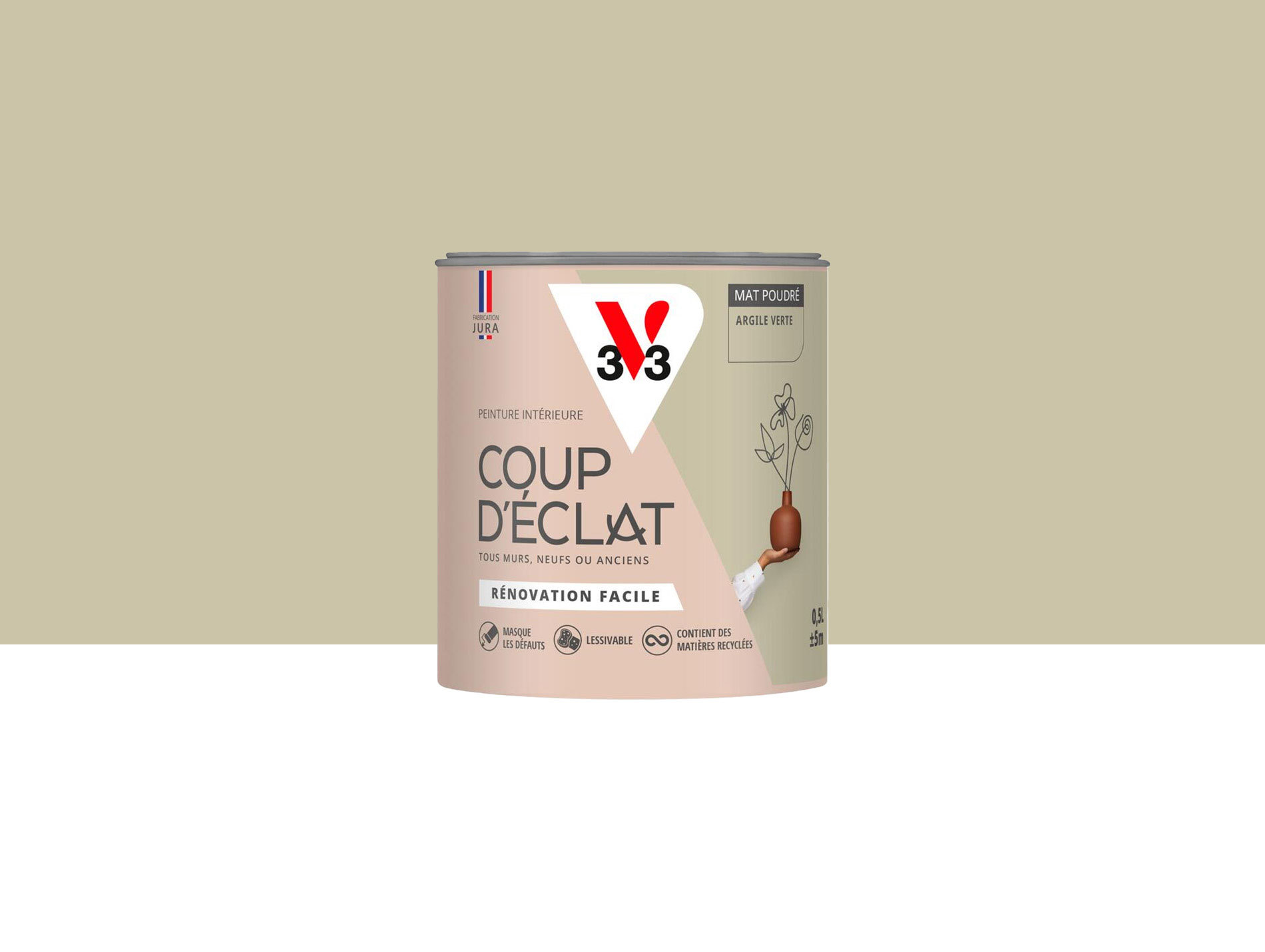 Peinture de décoration Coup d'éclat V33 Argile verte 500ml
