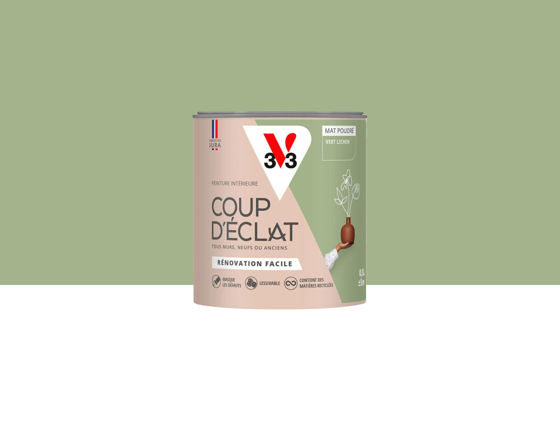 Peinture de décoration Coup d'éclat V33 Vert lichen 500ml