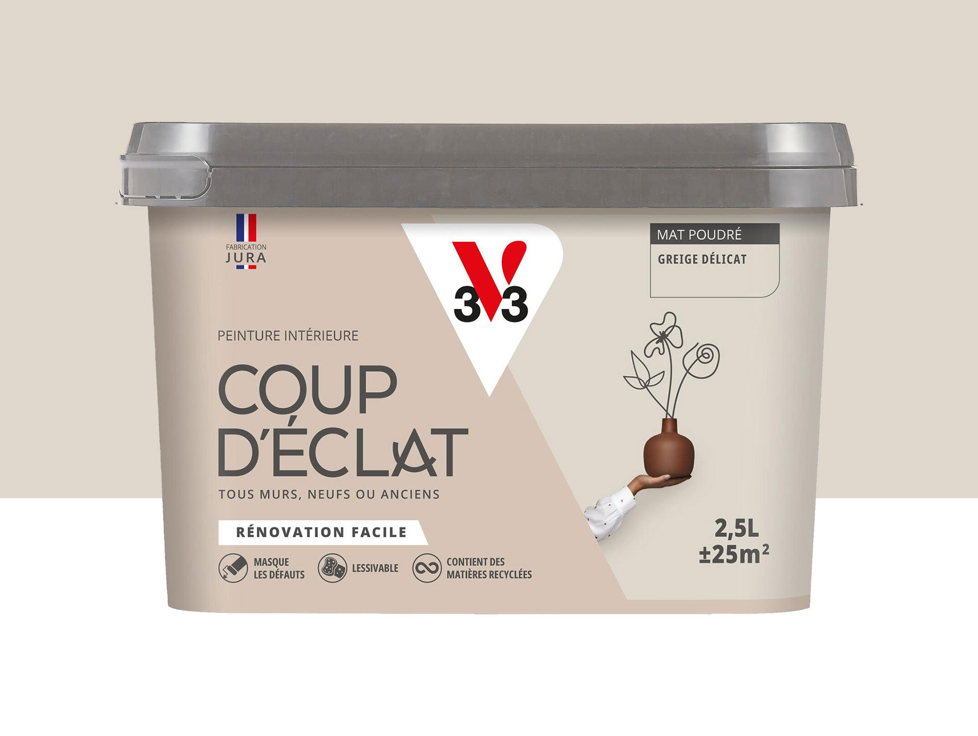 Peinture de décoration Coup d'éclat V33 Greige délicat 2,5L
