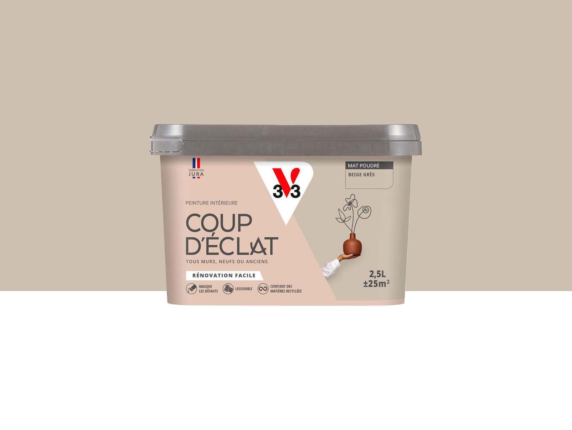 Peinture de décoration Coup d'éclat V33 Beige grès 2,5L