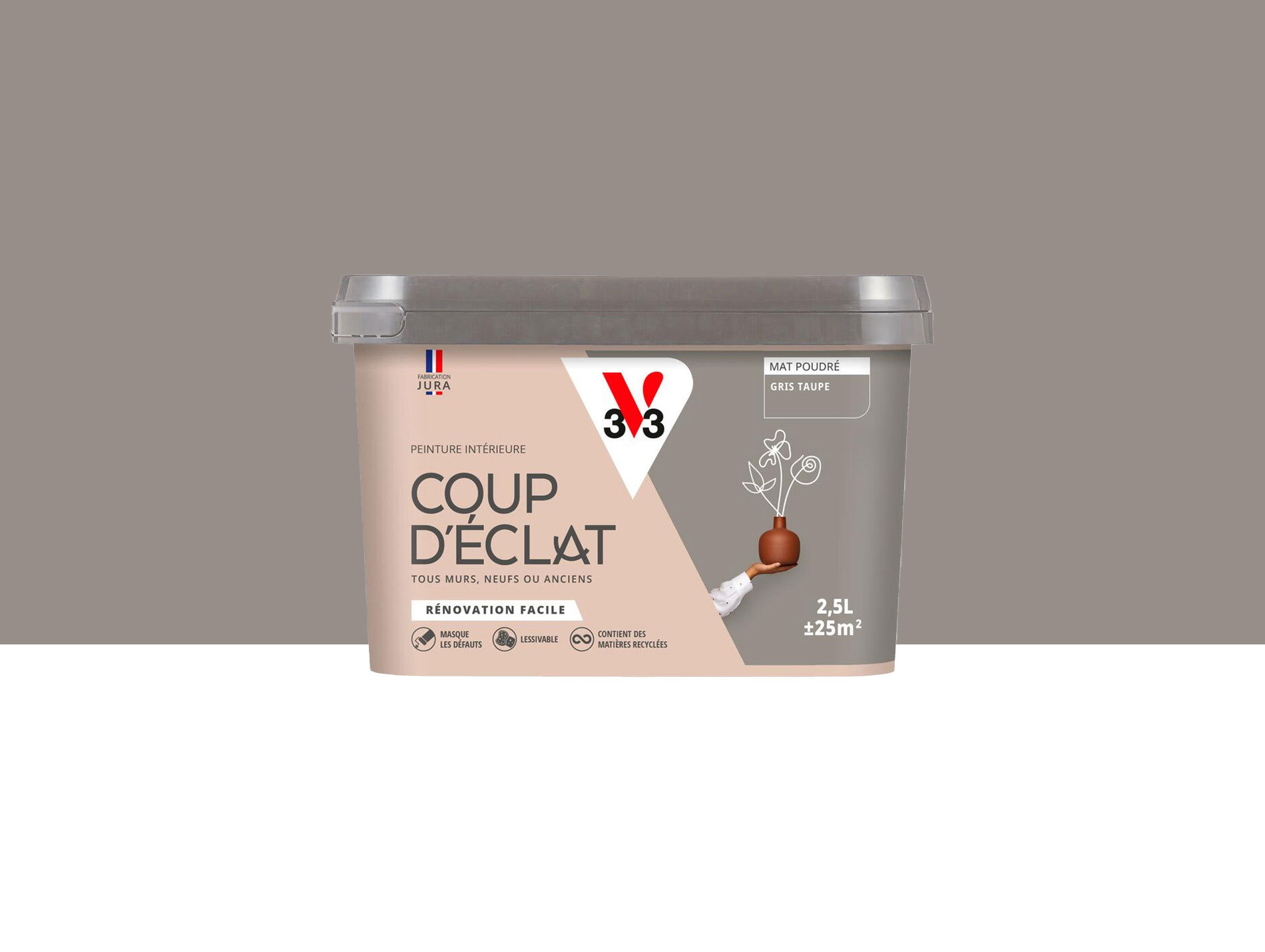 Peinture de décoration Coup d'éclat V33 Gris taupe 2,5L