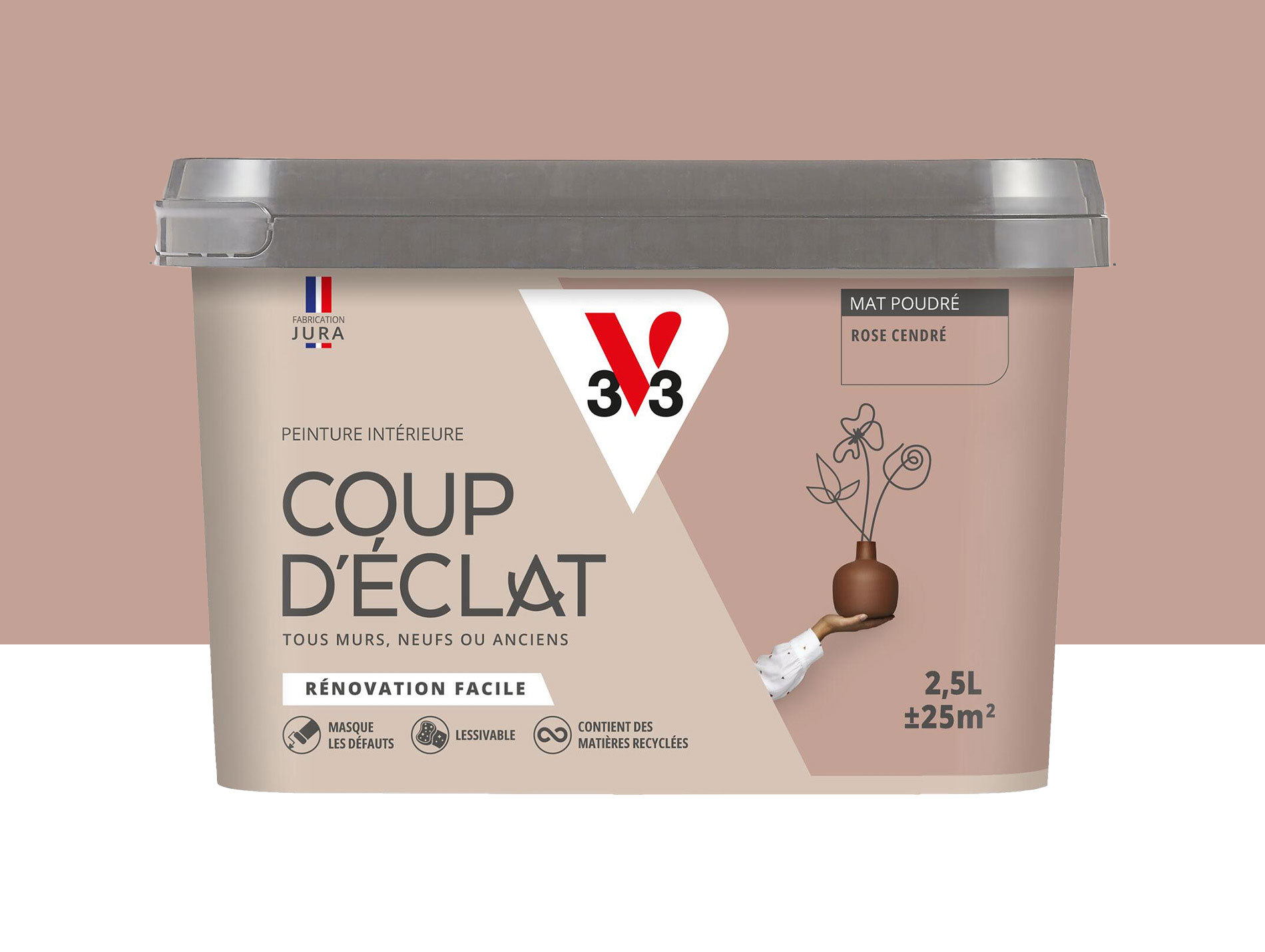 Peinture de décoration Coup d'éclat V33 Rose cendré 2,5L