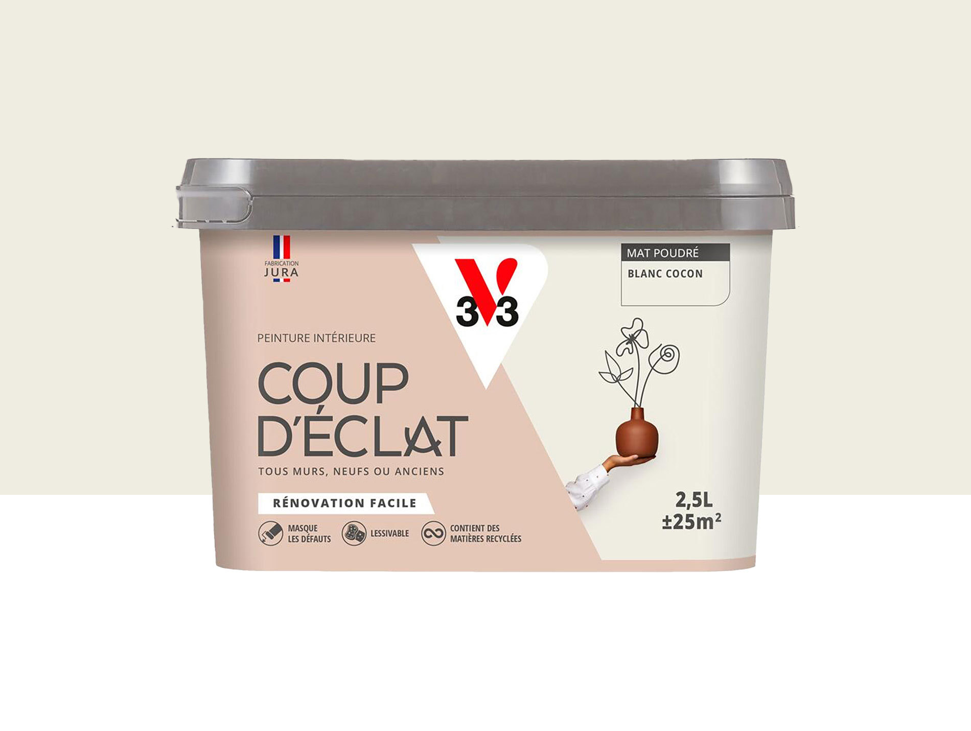 Peinture de décoration Coup d'éclat V33 Blanc cocon 2,5L