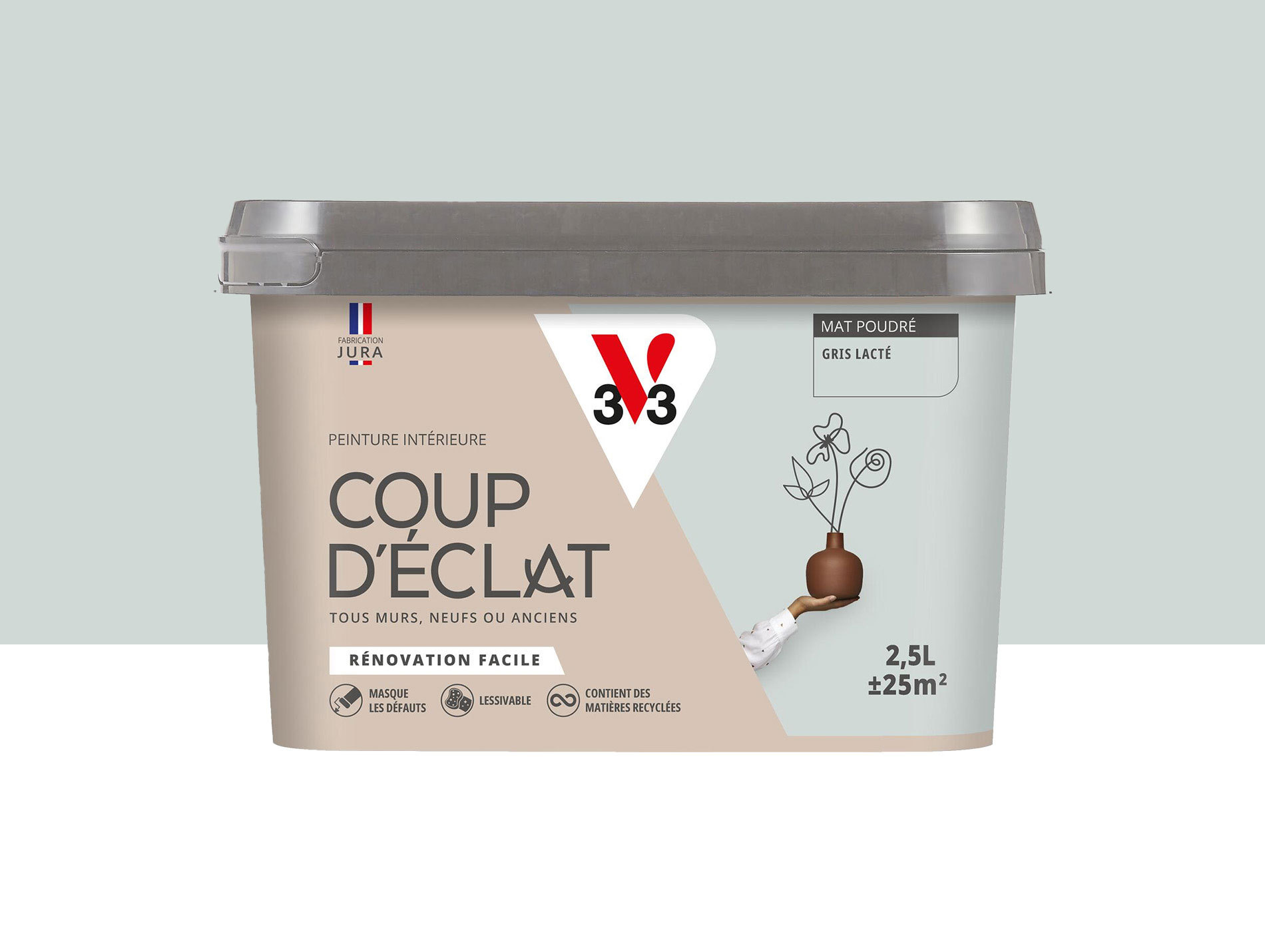 Peinture de décoration Coup d'éclat V33 Gris lacte 2,5L
