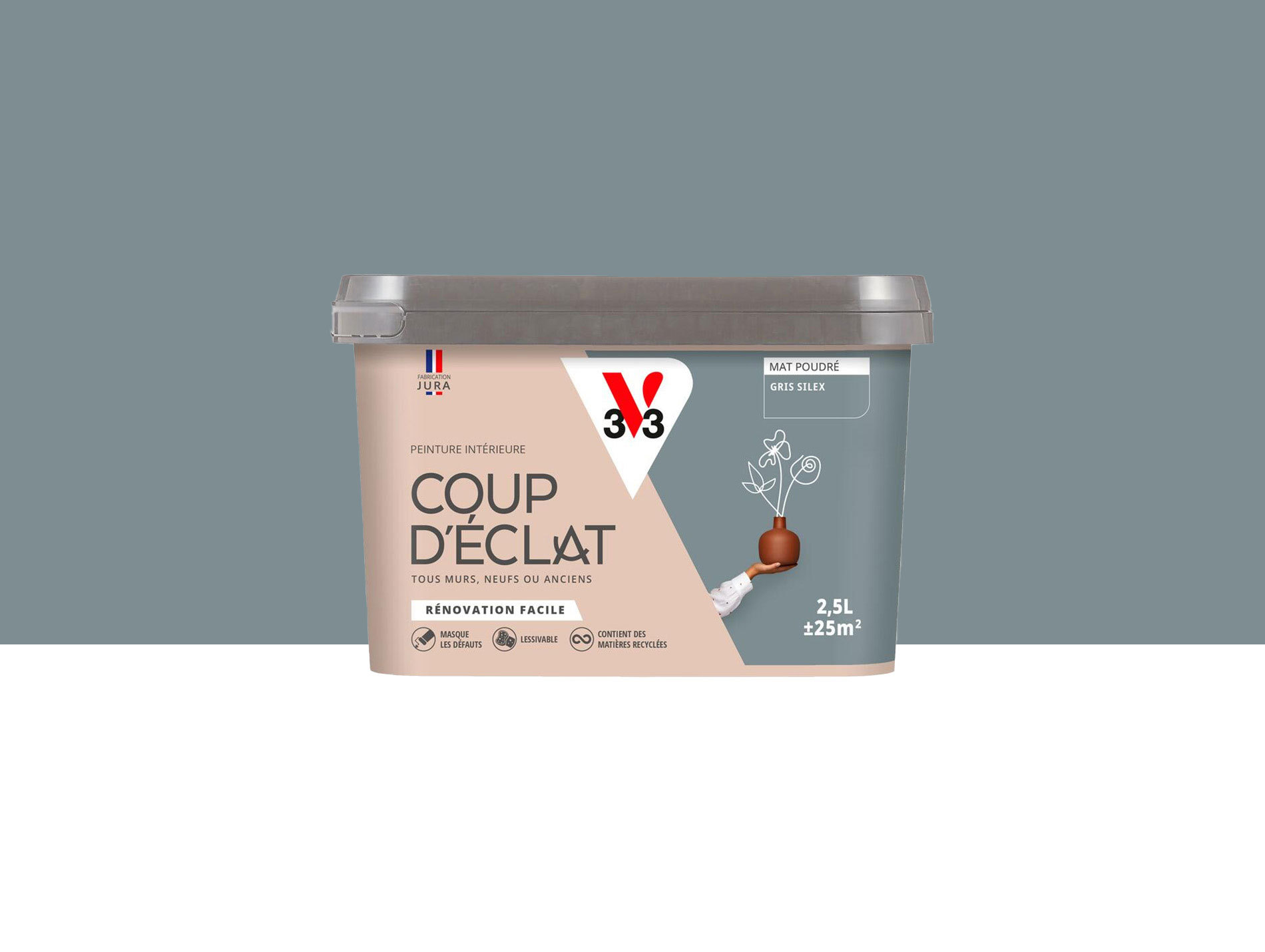 Peinture de décoration Coup d'éclat V33 Gris silex 2,5L