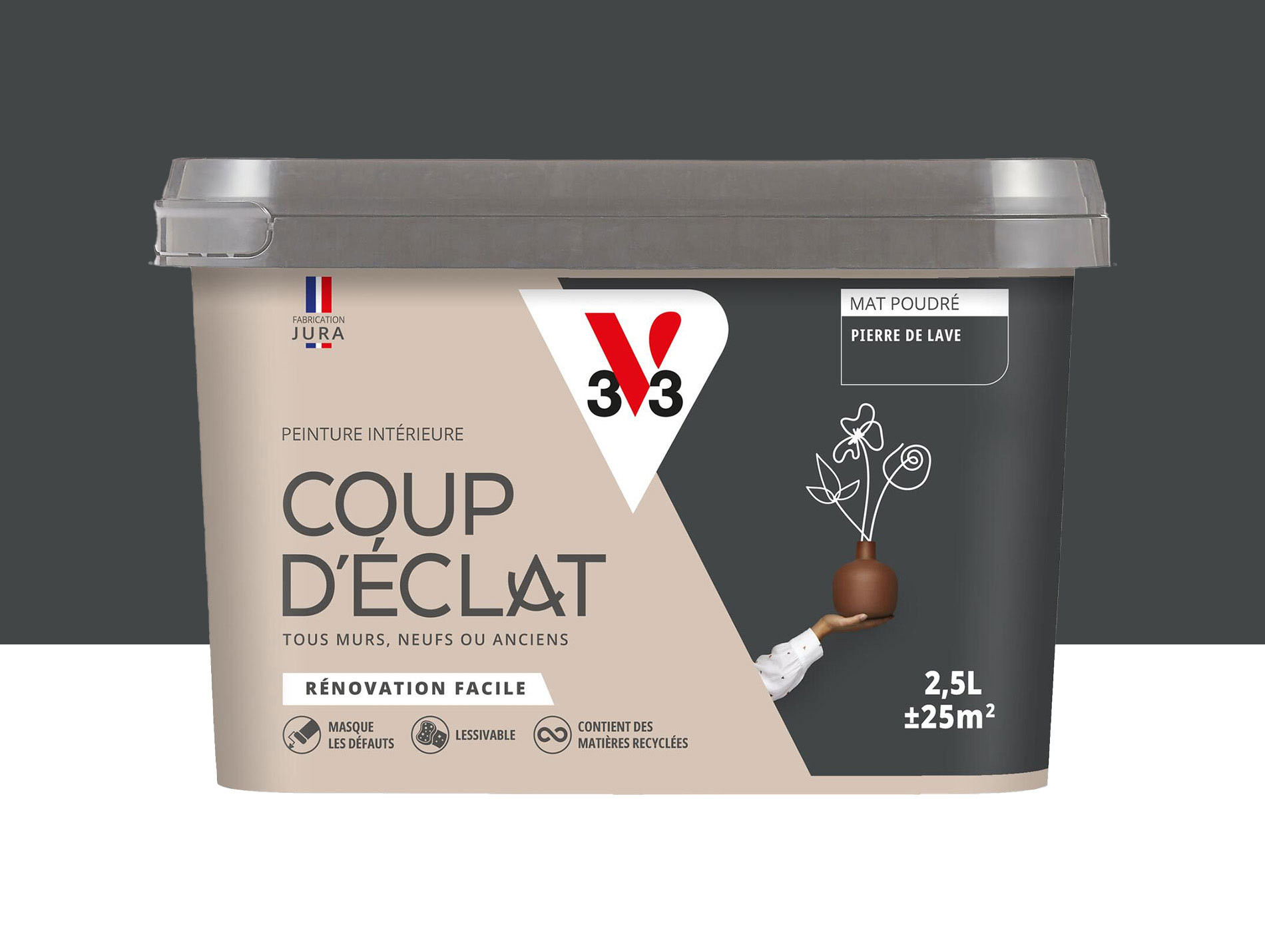 Peinture de décoration Coup d'éclat V33 Pierre de lave 2,5L