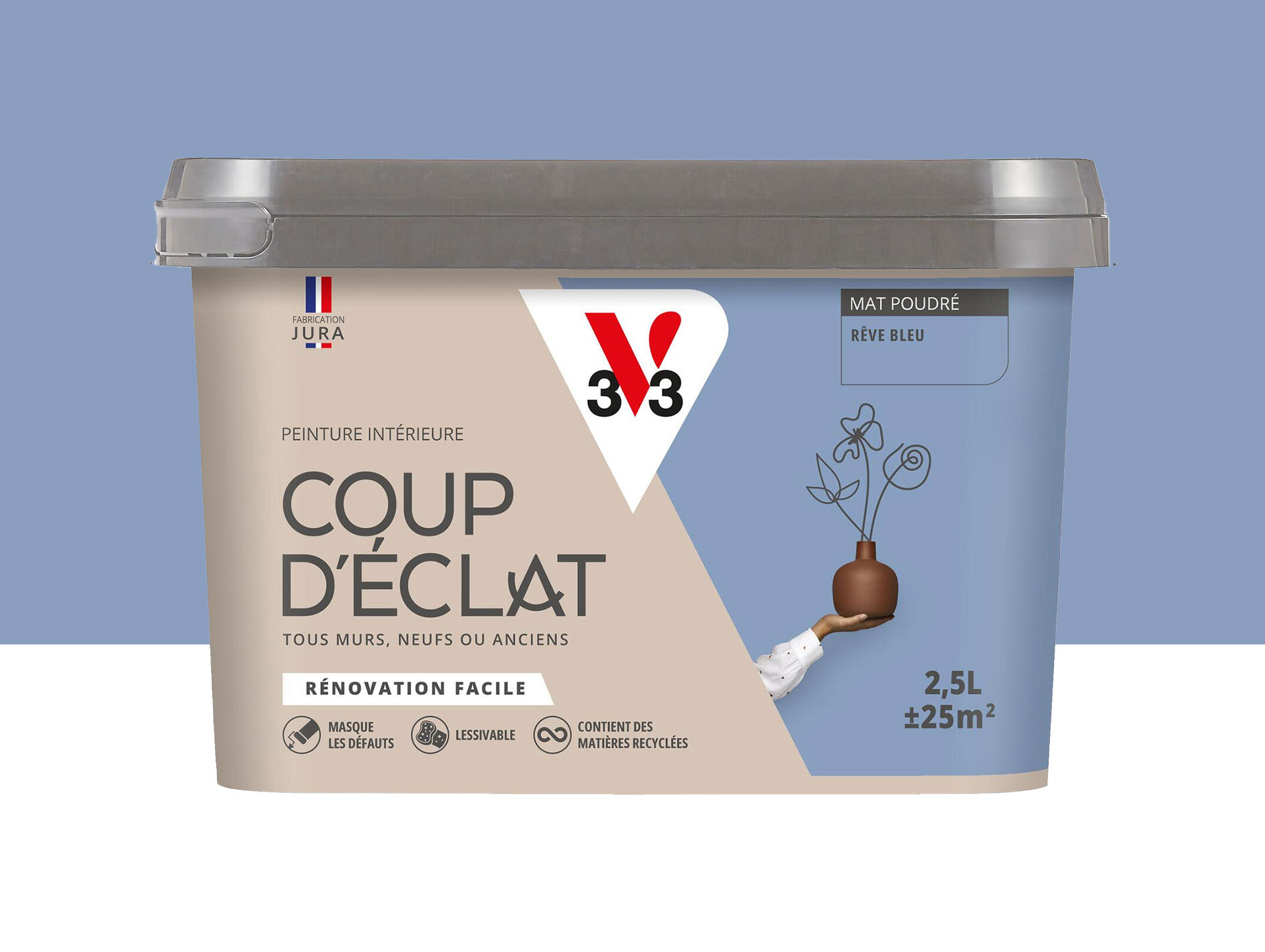 Peinture de décoration Coup d'éclat V33 Rêve bleu 2,5L