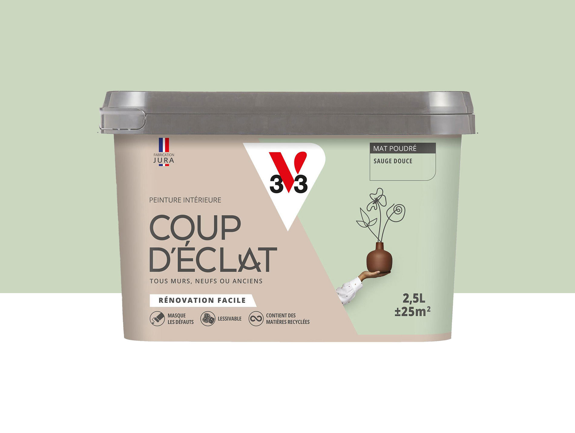 Peinture de décoration Coup d'éclat V33 Sauge douce 2,5L