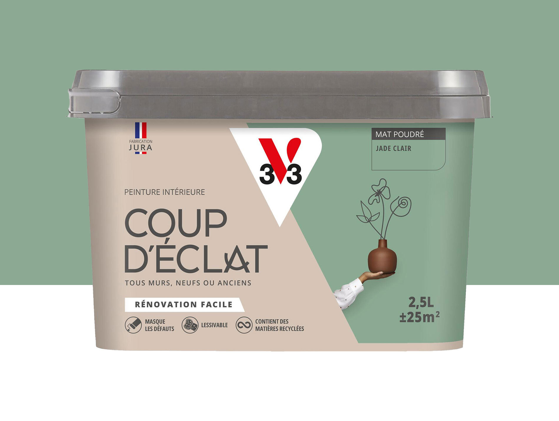 Peinture de décoration Coup d'éclat V33 Jade clair 2,5L