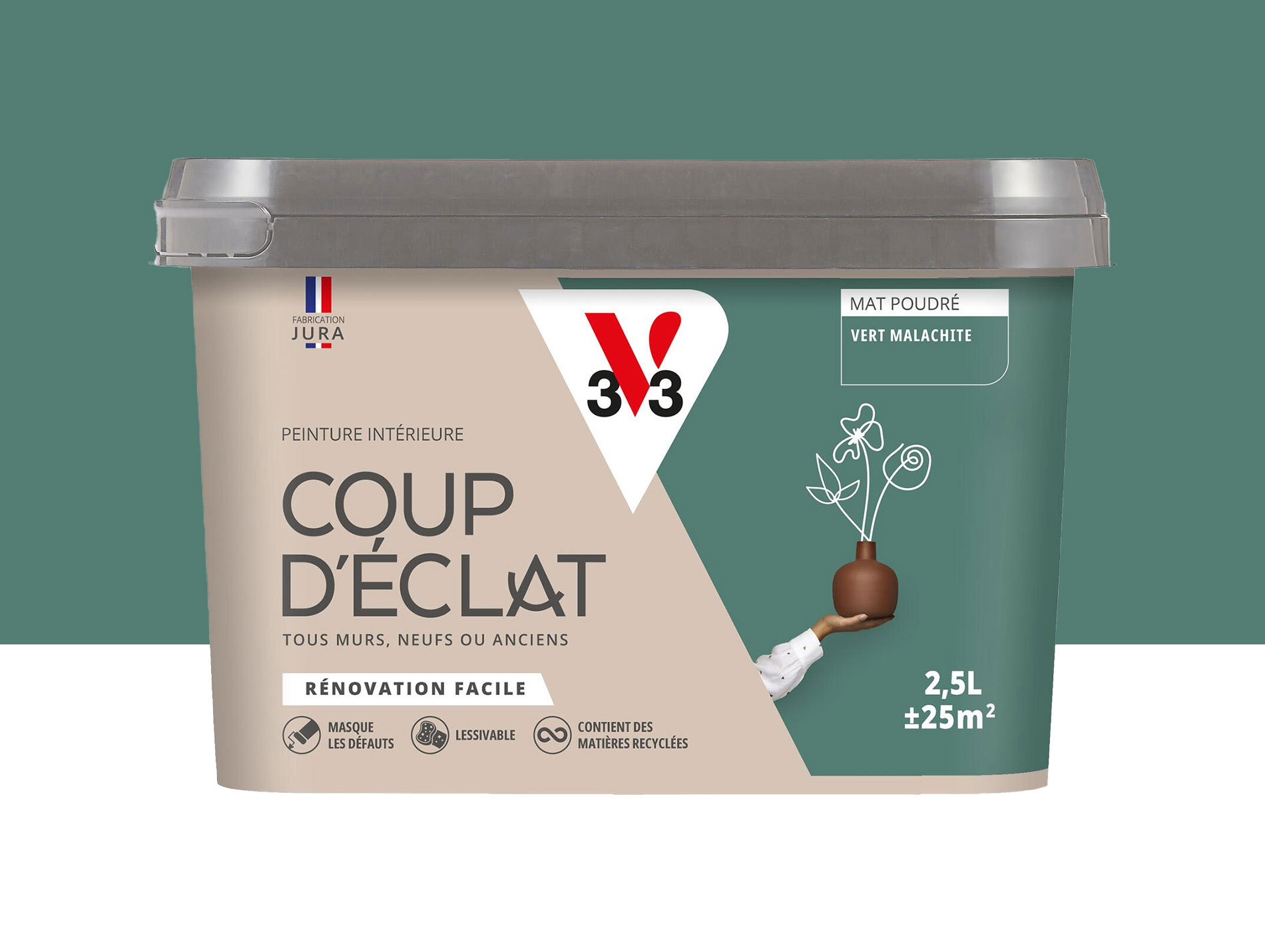 Peinture de décoration Coup d'éclat V33 Vert malachite 2,5L