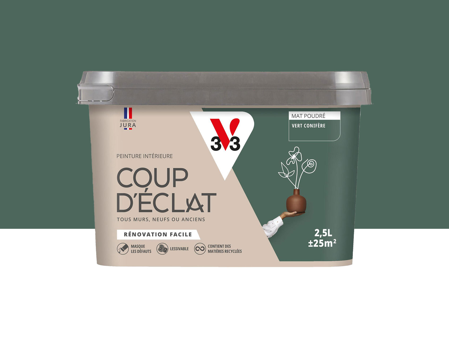 Peinture de décoration Coup d'éclat V33 Vert conifère 2,5L