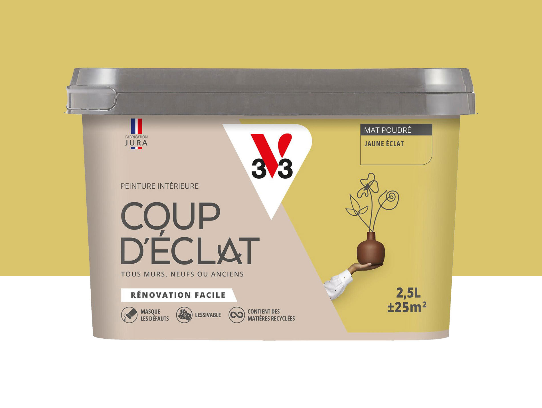 Peinture de décoration Coup d'éclat V33 Jaune éclat 2,5L