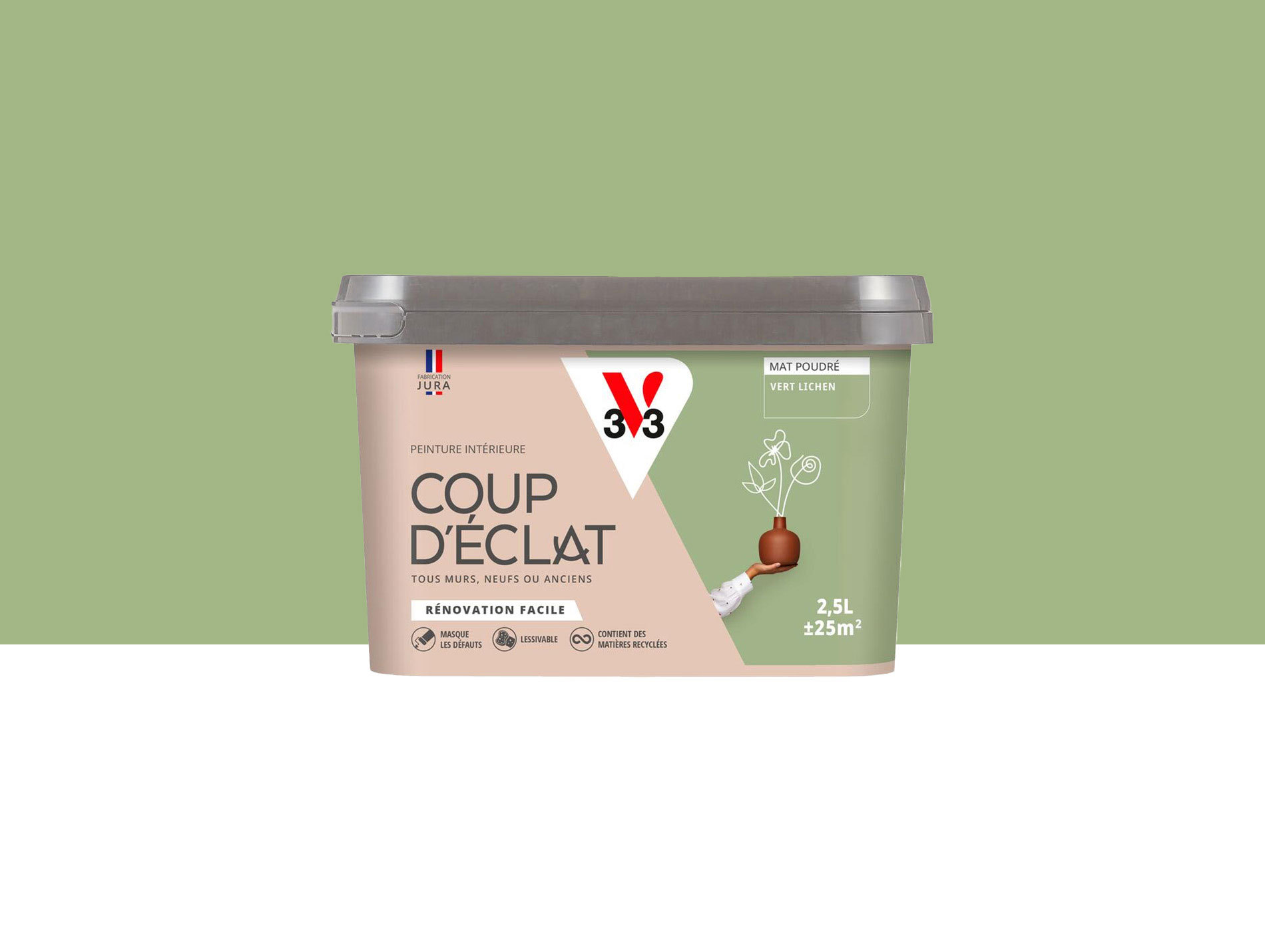 Peinture de décoration Coup d'éclat V33 Vert lichen 2,5L