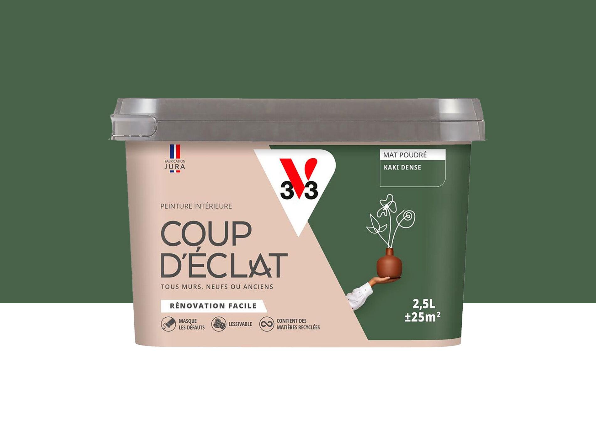Peinture de décoration Coup d'éclat V33 Kaki dense 2,5L