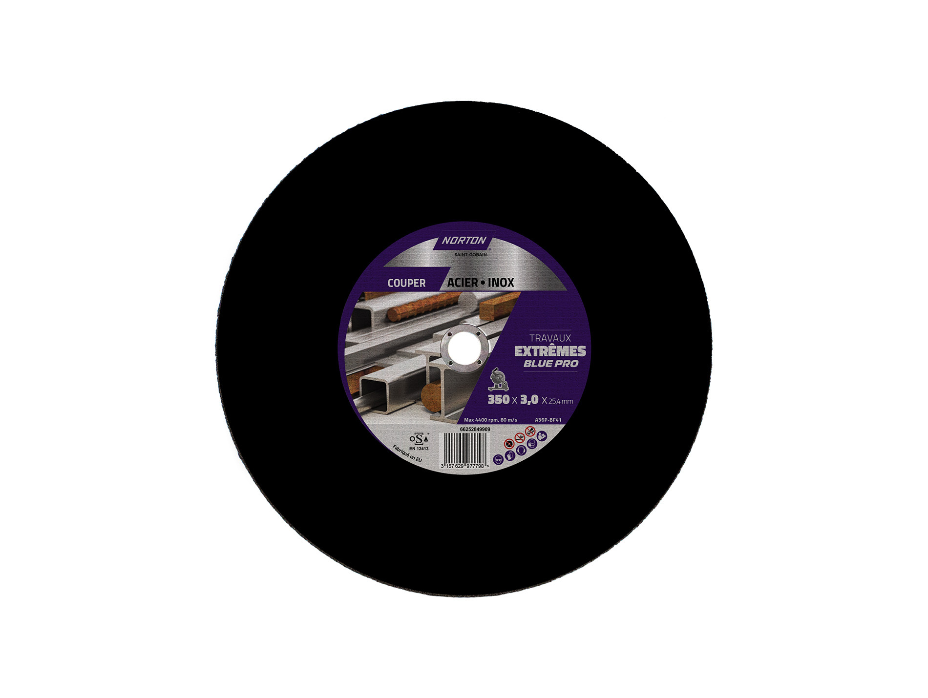 Disque à tronçonner NORTON plat extrême métal/inox Ø350mm