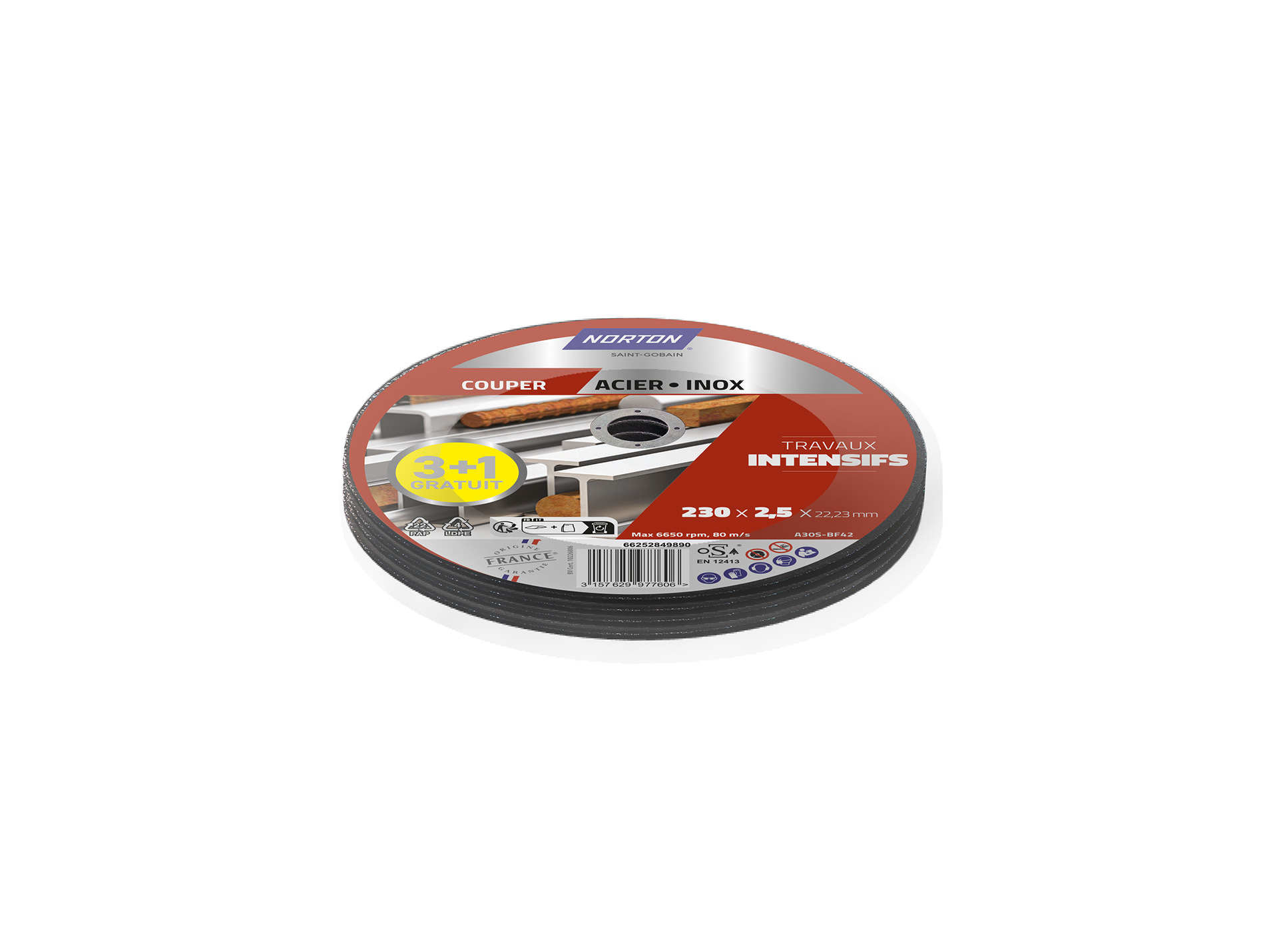 Disque à tronçonner métal intensif 1NORTON Ø230mm 3+1