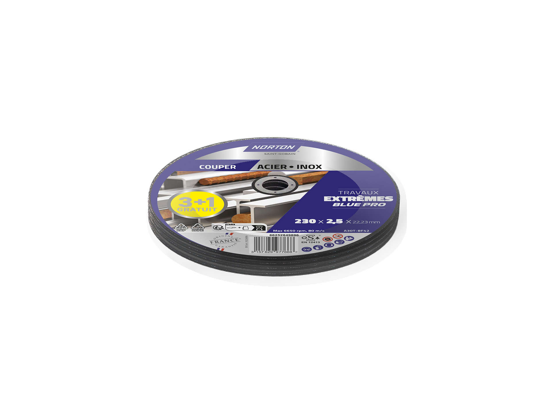 Disque à tronçonner métal NORTON Ø230mm 3+1