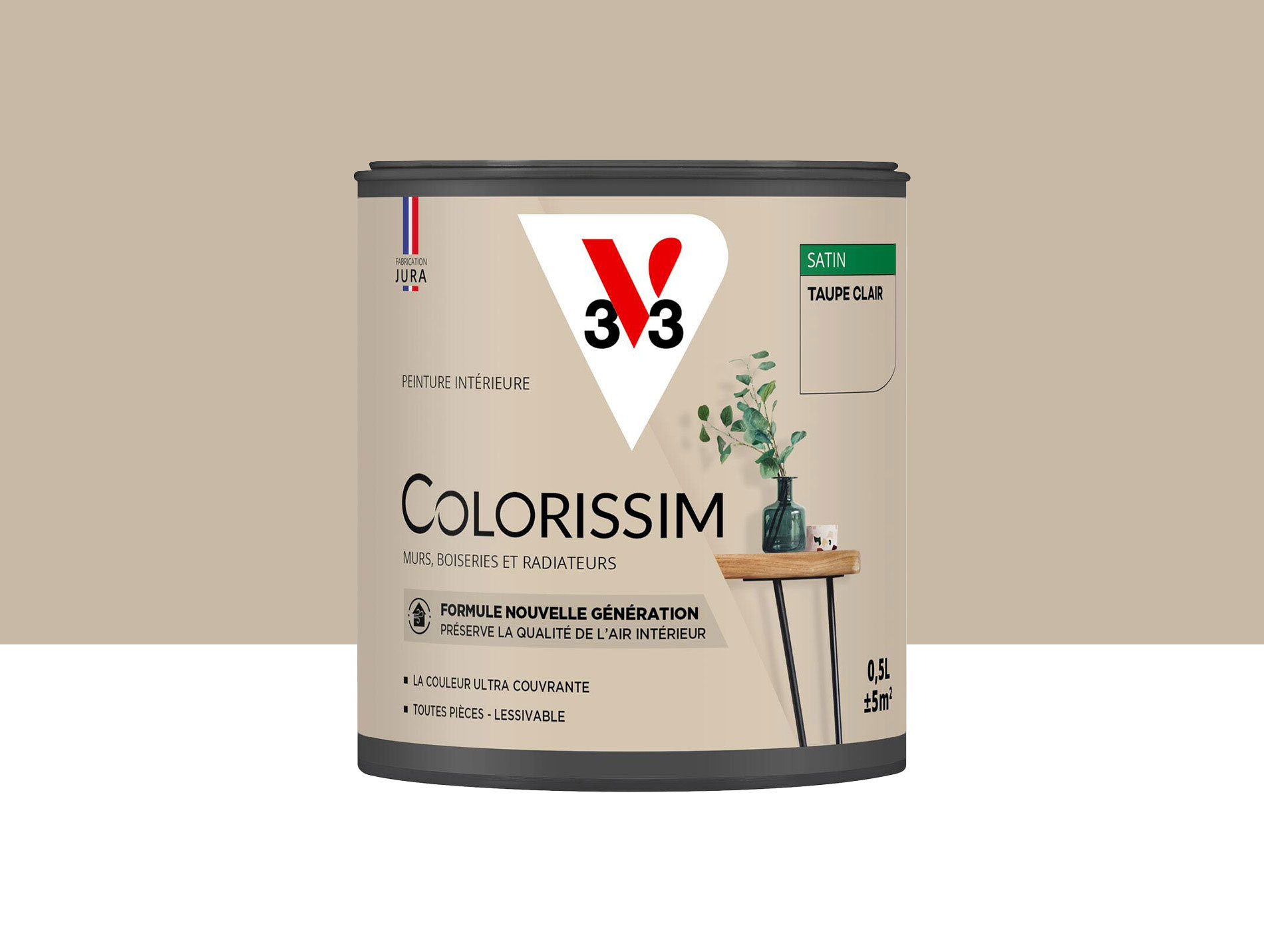 Peinture de décoration Colorissim V33 Taupe clair satiné 500ml