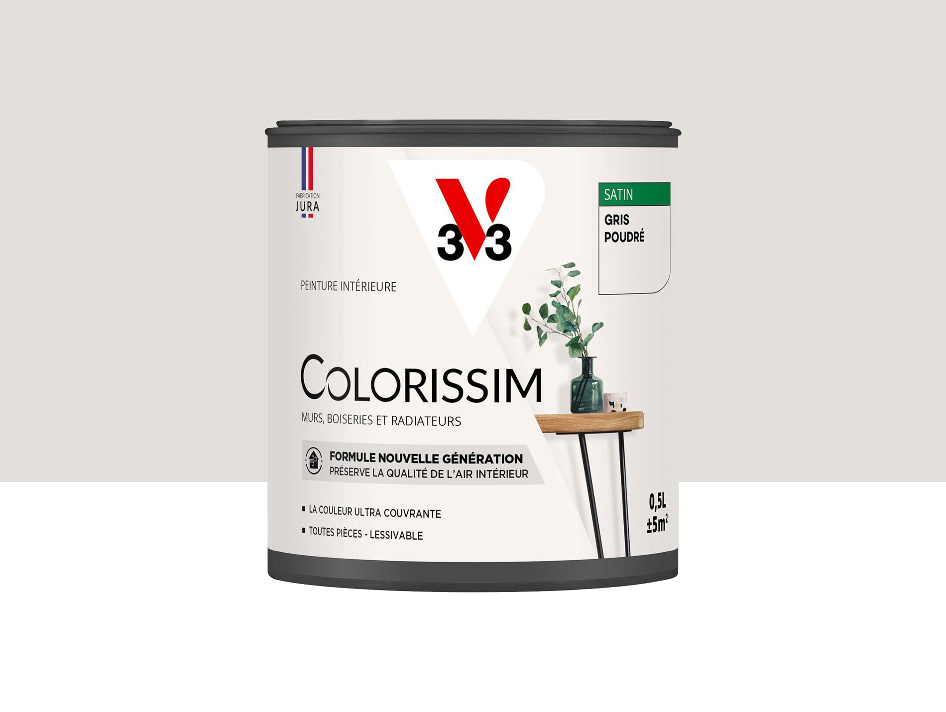 Peinture de décoration Colorissim V33 Gris poudré satiné 500ml