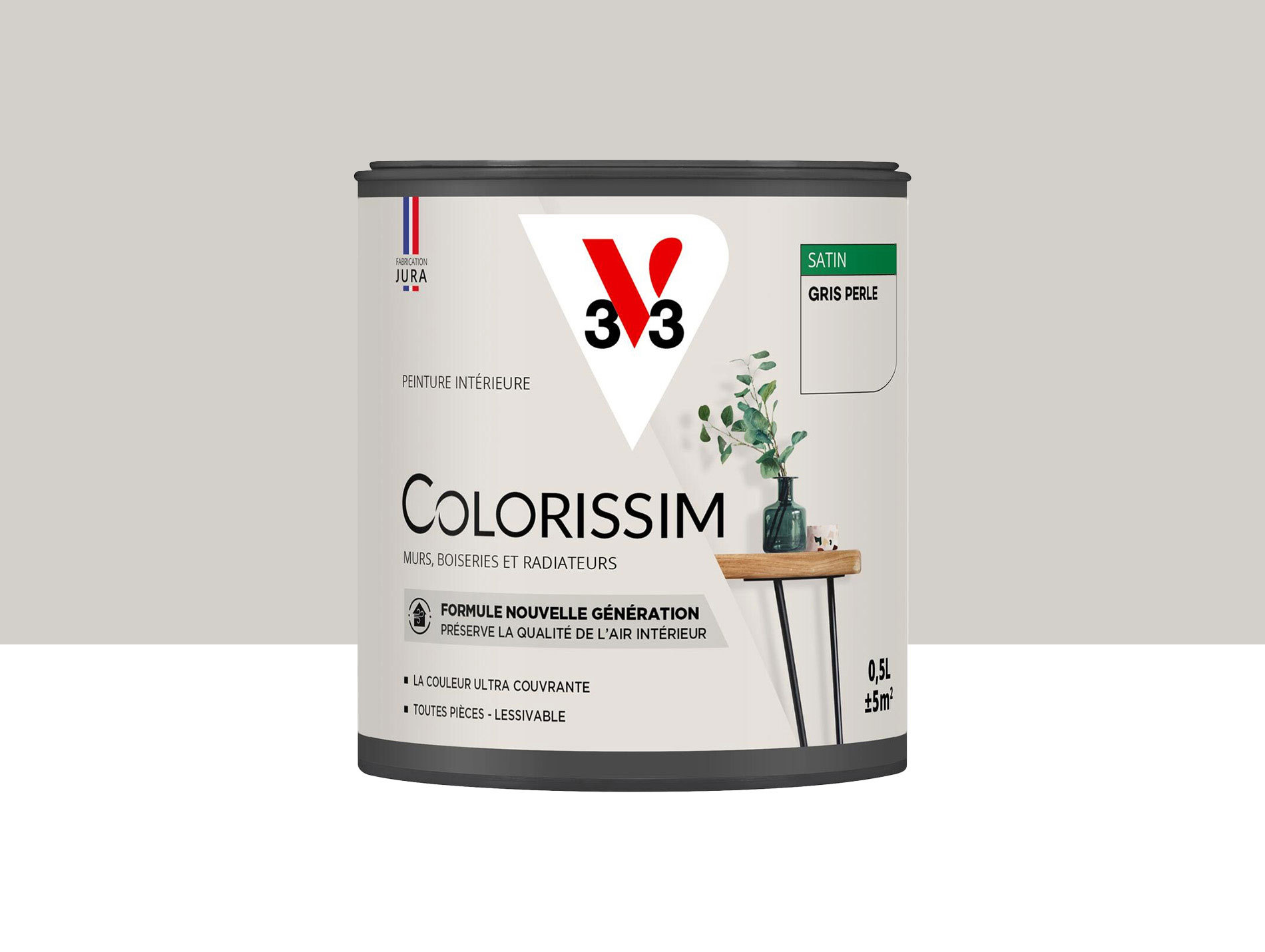 Peinture de décoration Colorissim V33 Gris perle satiné 500ml