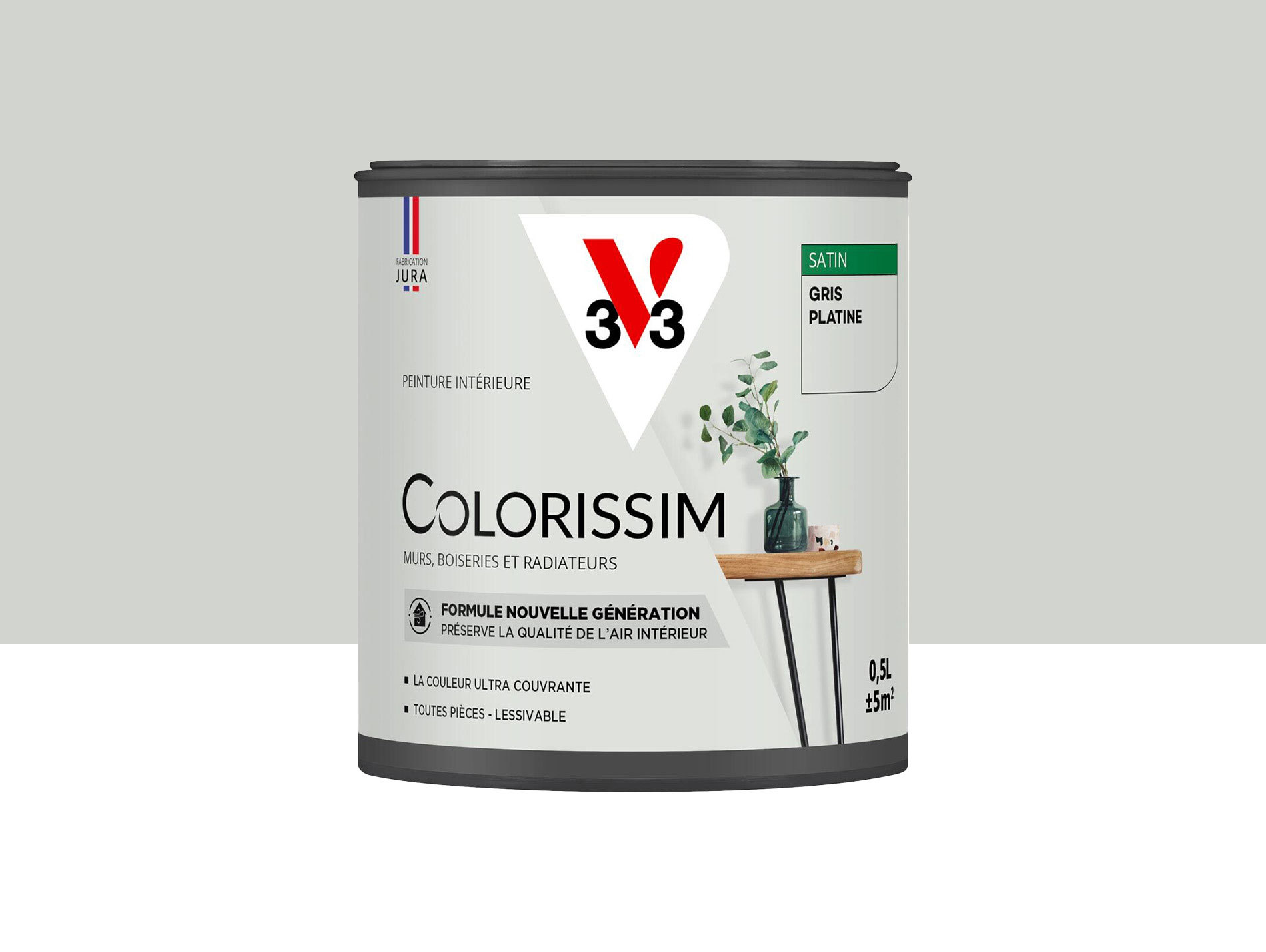Peinture de décoration Colorissim V33 Gris platine satiné 500ml