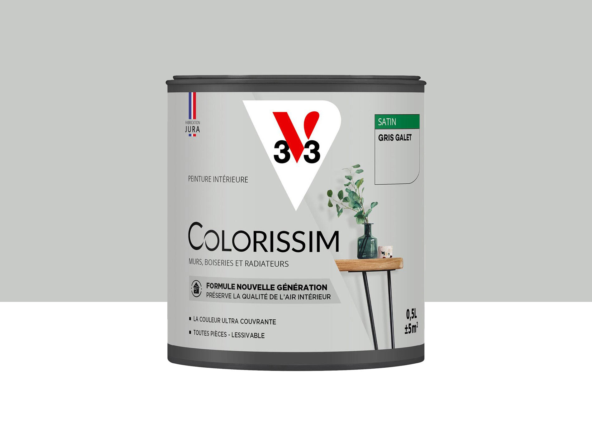Peinture de décoration Colorissim V33 Gris galet satiné 500ml