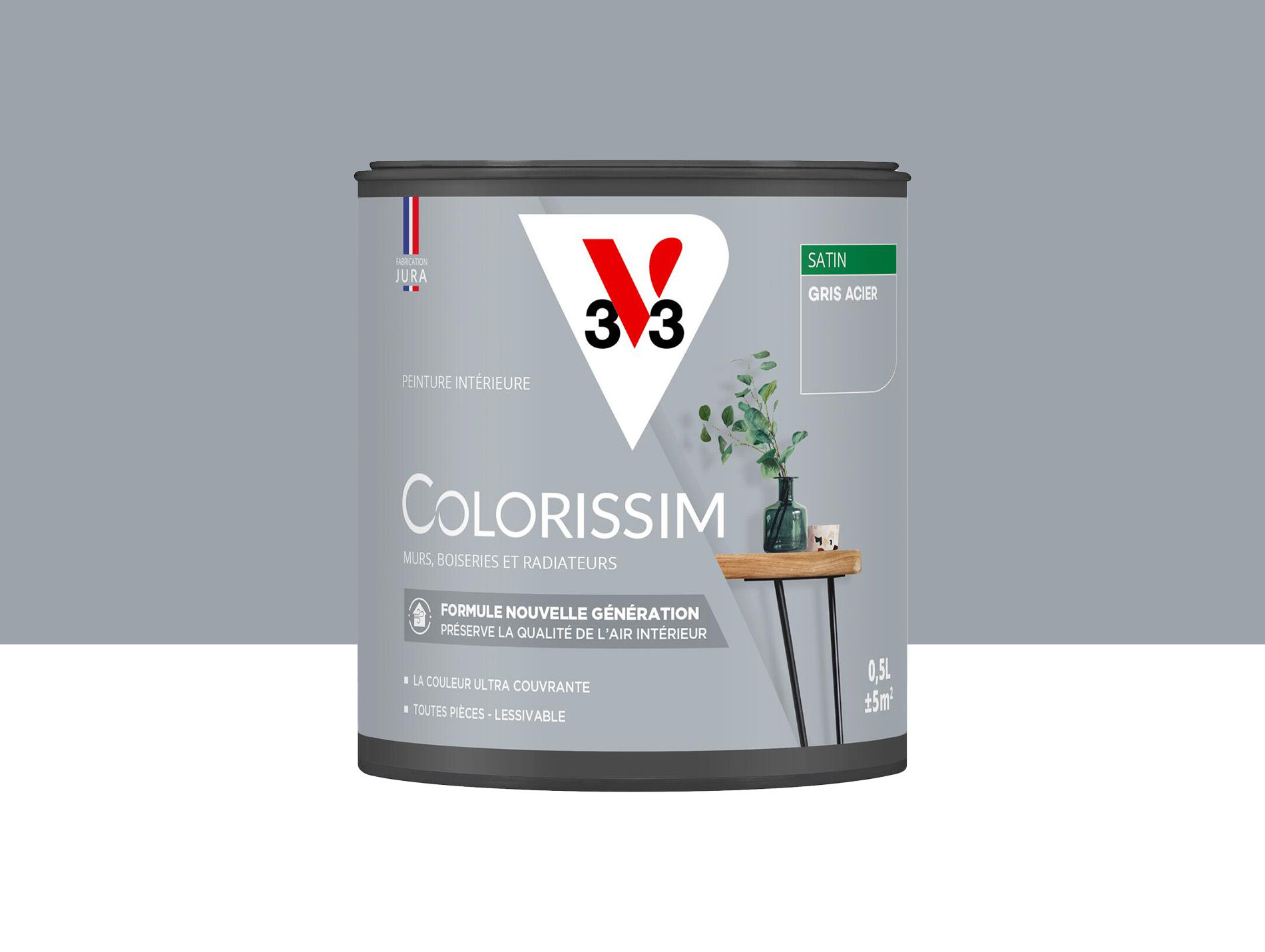Peinture de décoration Colorissim V33 Gris acier satiné 500ml