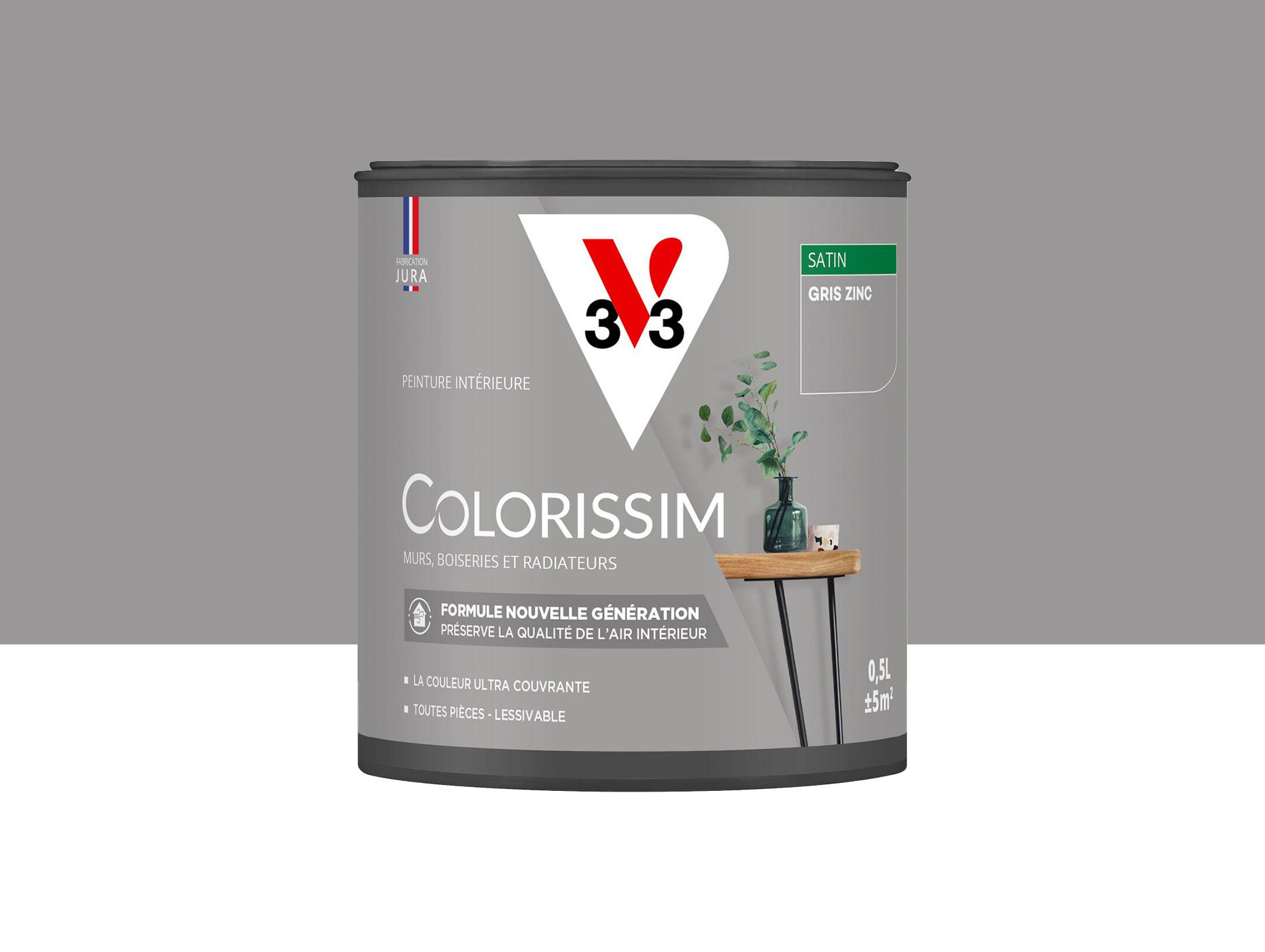 Peinture de décoration Colorissim V33 Gris zinc satiné 500ml