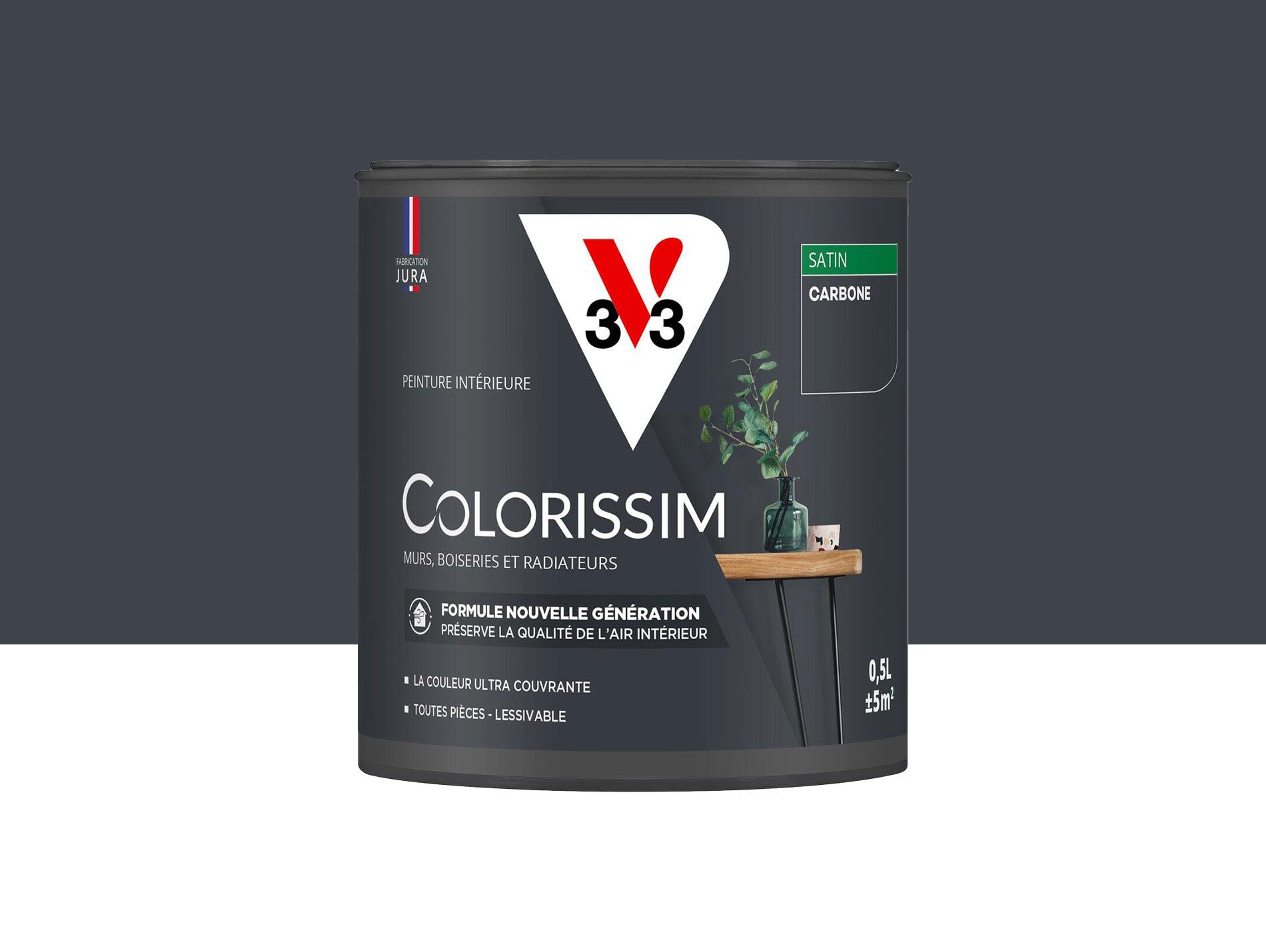 Peinture de décoration Colorissim V33 Carbone satiné 500ml