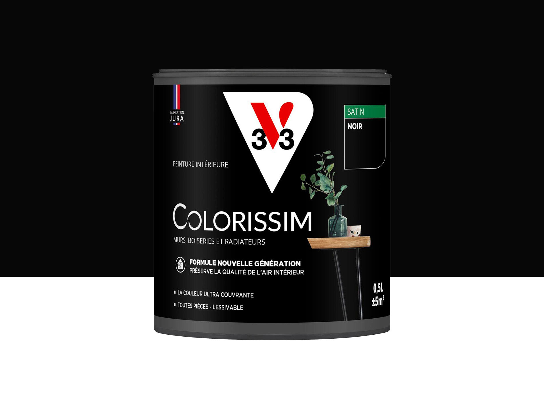 Peinture de décoration Colorissim V33 Noir satiné 500ml