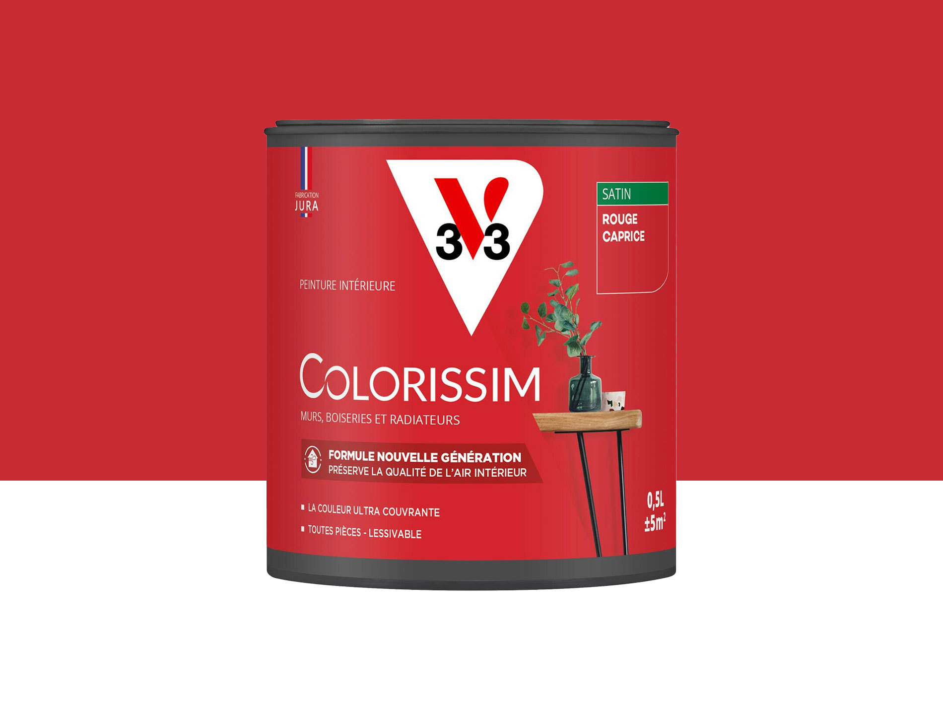 Peinture de décoration Colorissim V33 Rouge caprice satiné 500ml