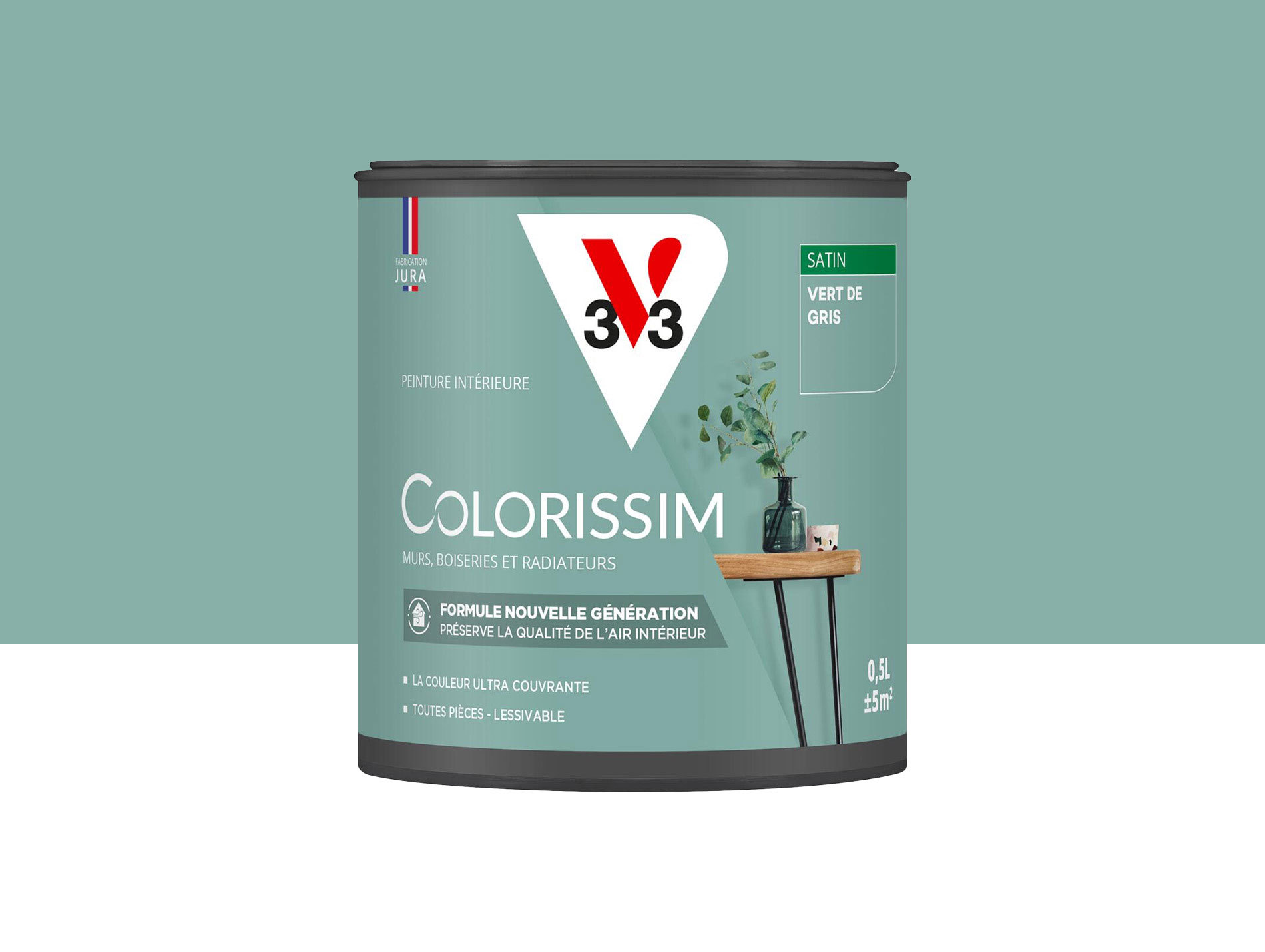 Peinture de décoration Colorissim V33 Vert de gris satiné 500ml