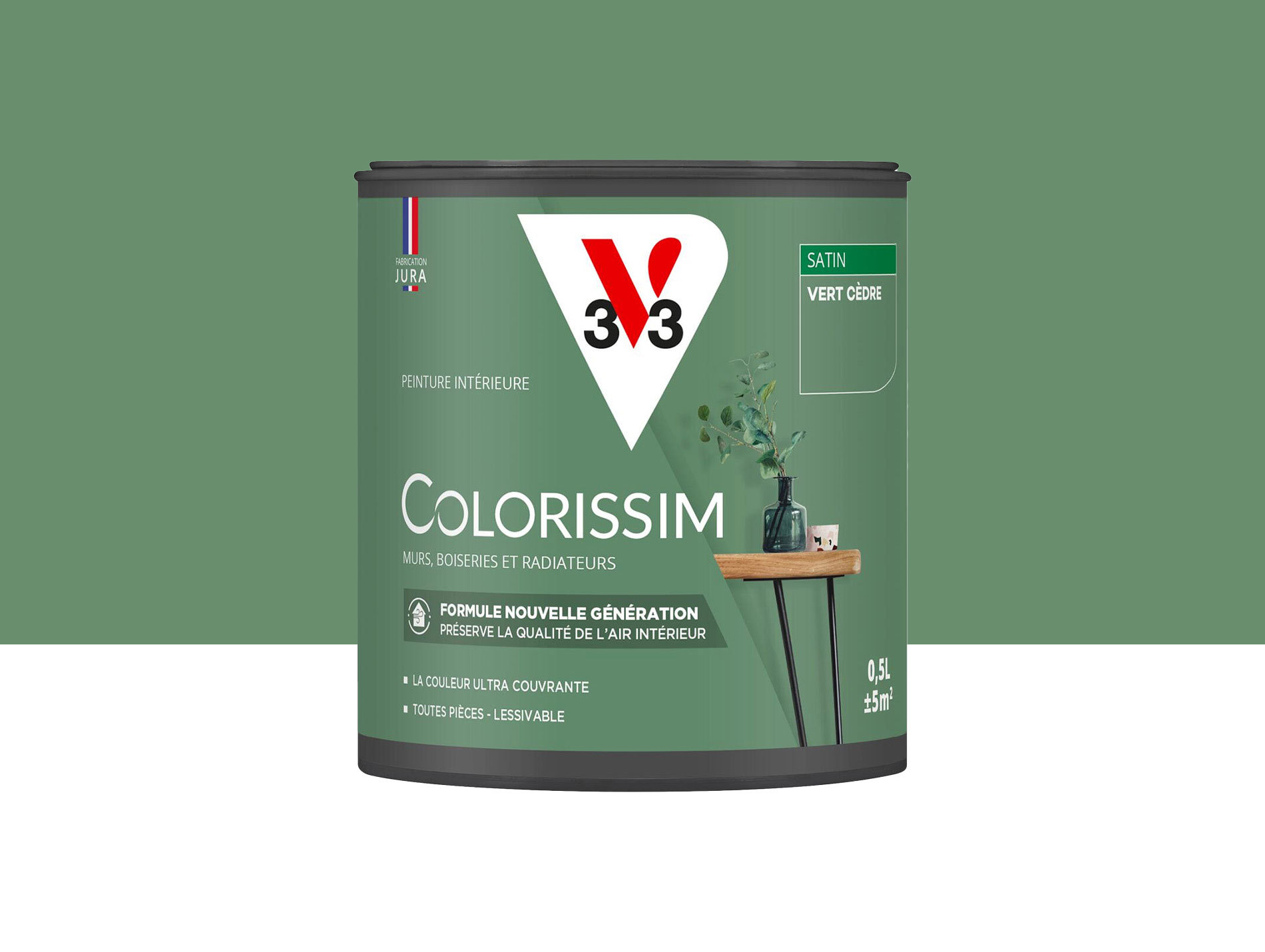 Peinture de décoration Colorissim V33 Vert cèdre satiné 500ml