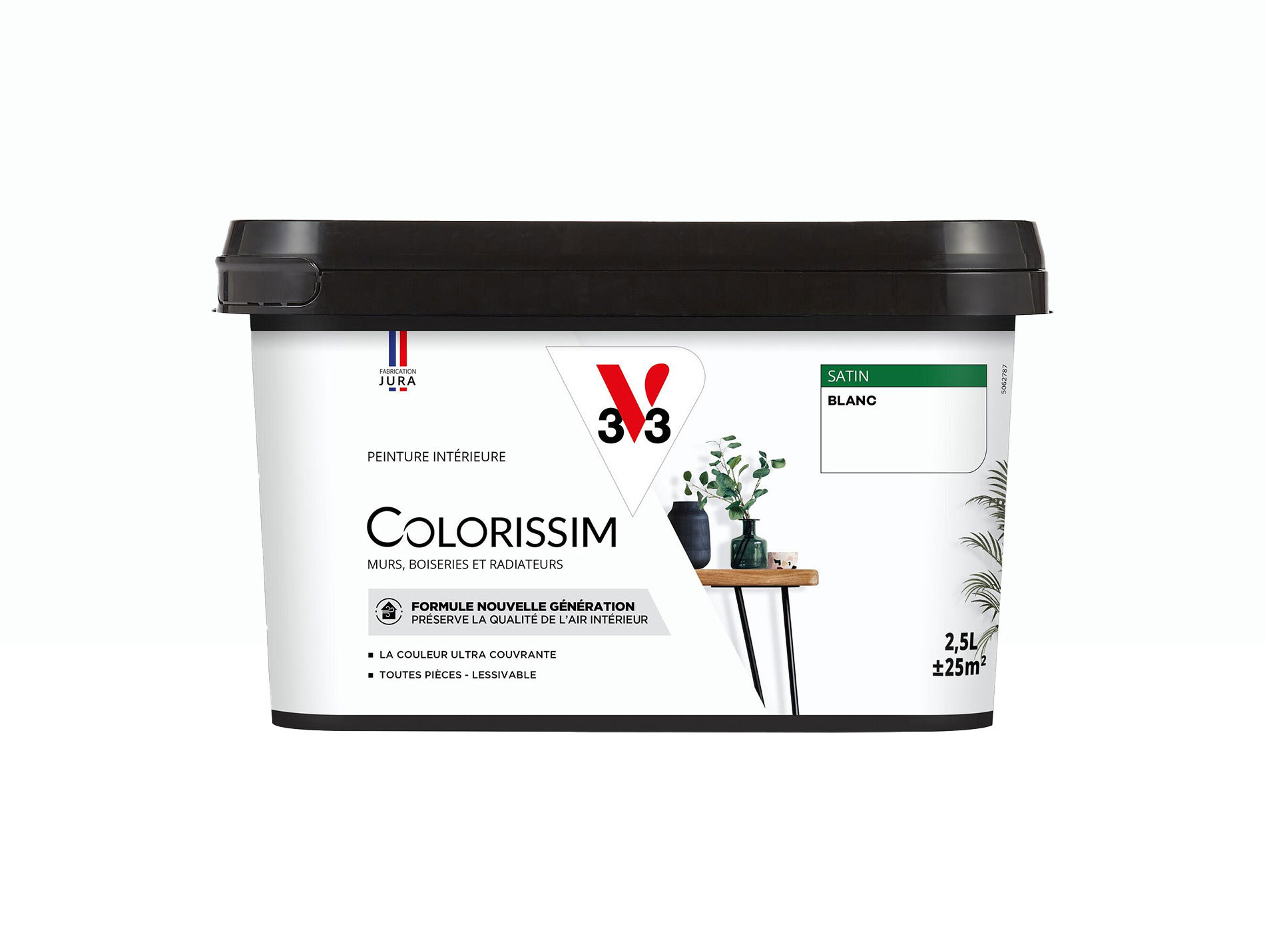 Peinture de décoration Colorissim V33 Blanc satiné 2,5L
