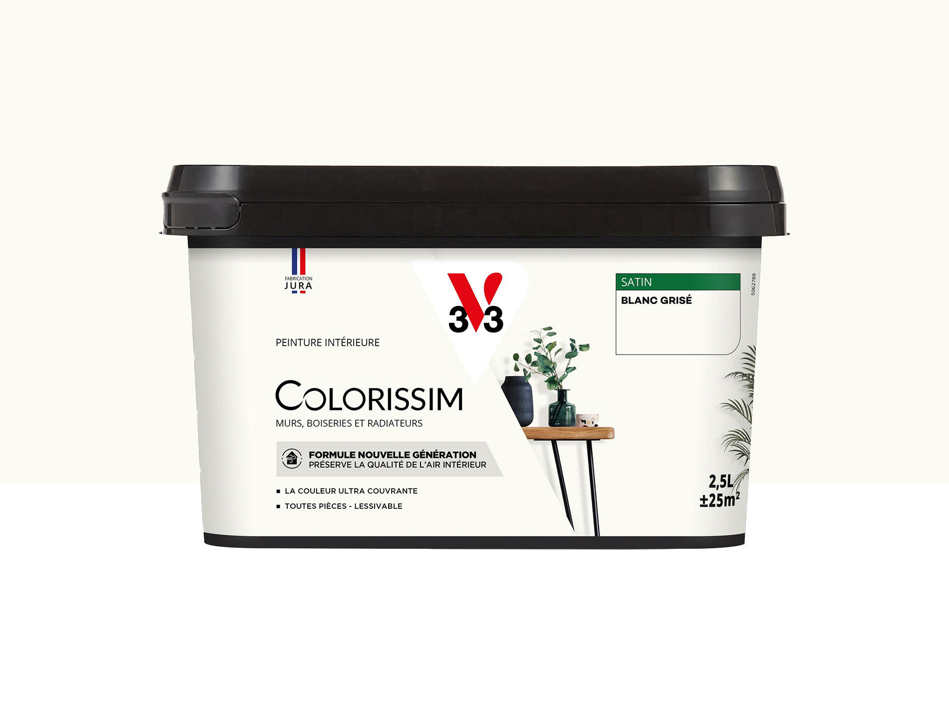 Peinture de décoration Colorissim V33 Blanc grisé satiné 2,5L