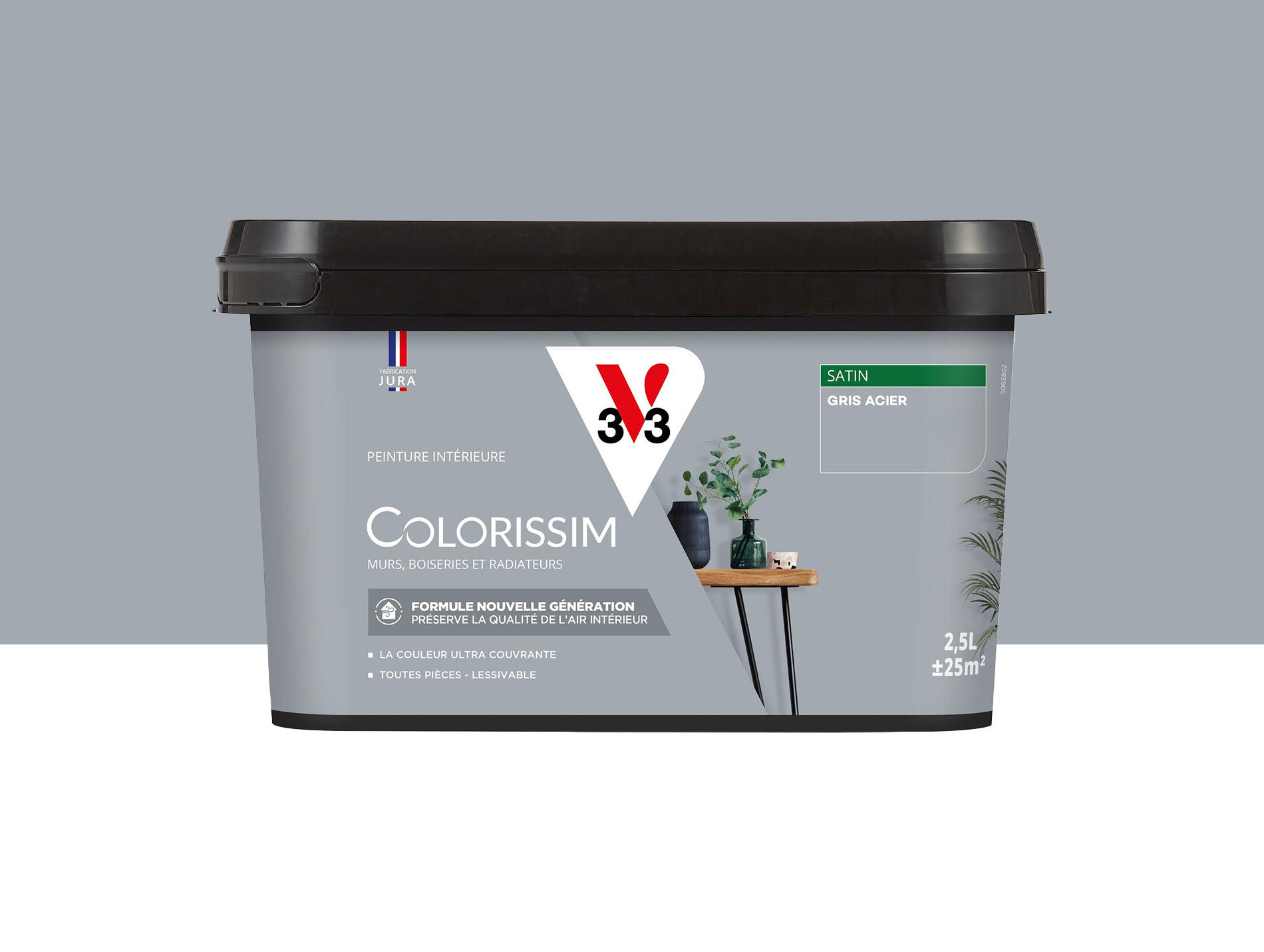 Peinture de décoration Colorissim V33 Gris acier satiné 2,5L