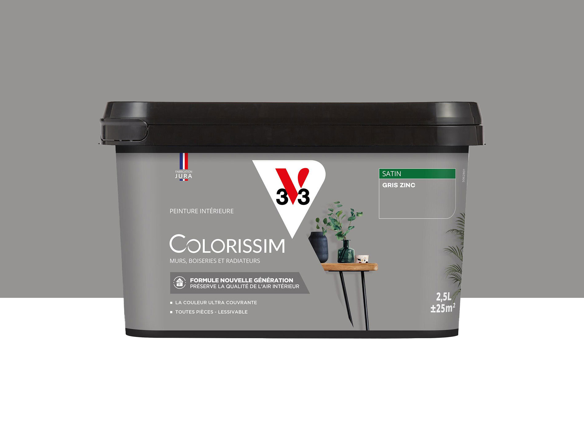 Peinture de décoration Colorissim V33 Gris zinc satiné 2,5L