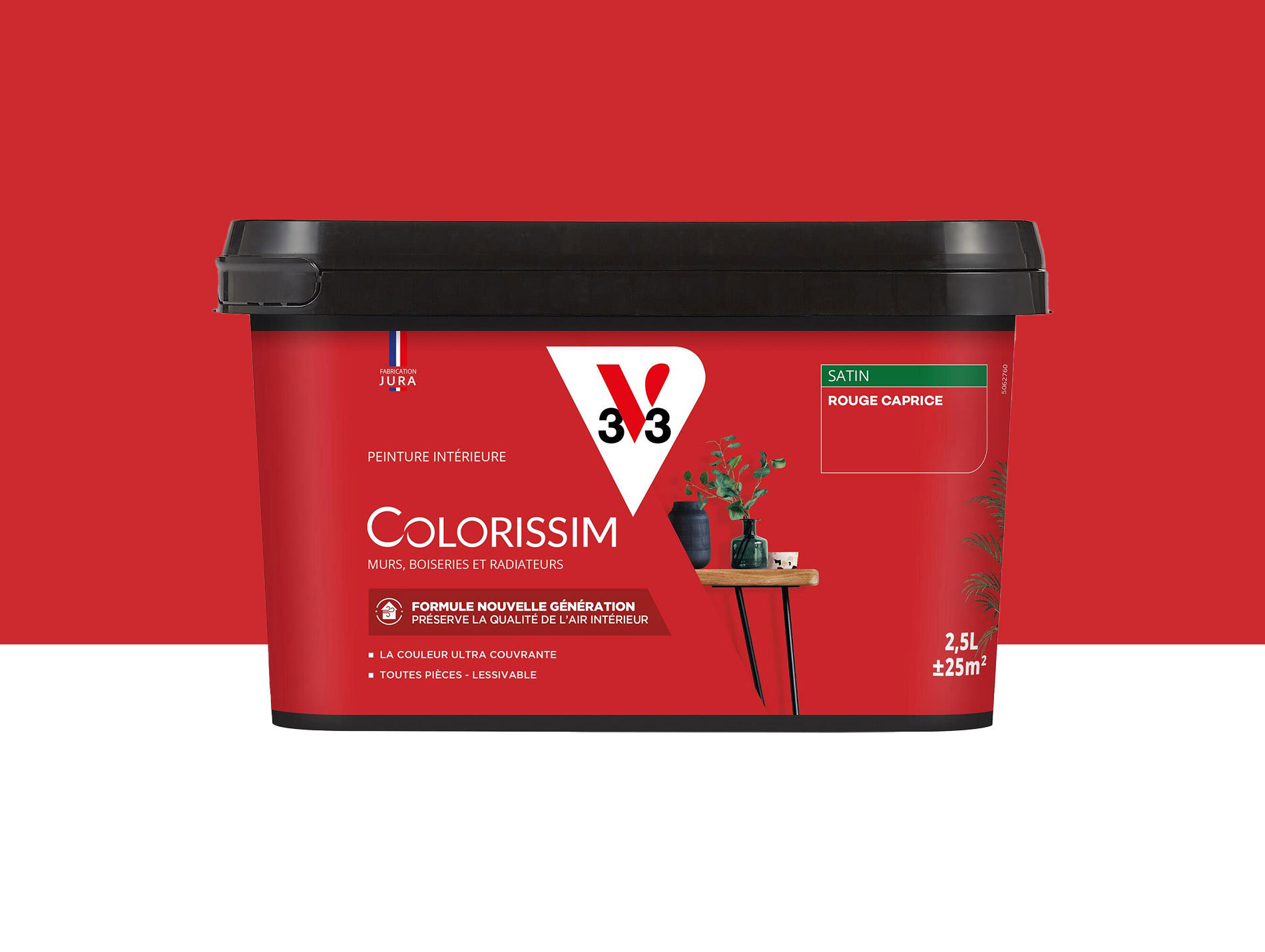 Peinture de décoration Colorissim V33 Rouge caprice satiné 2,5L