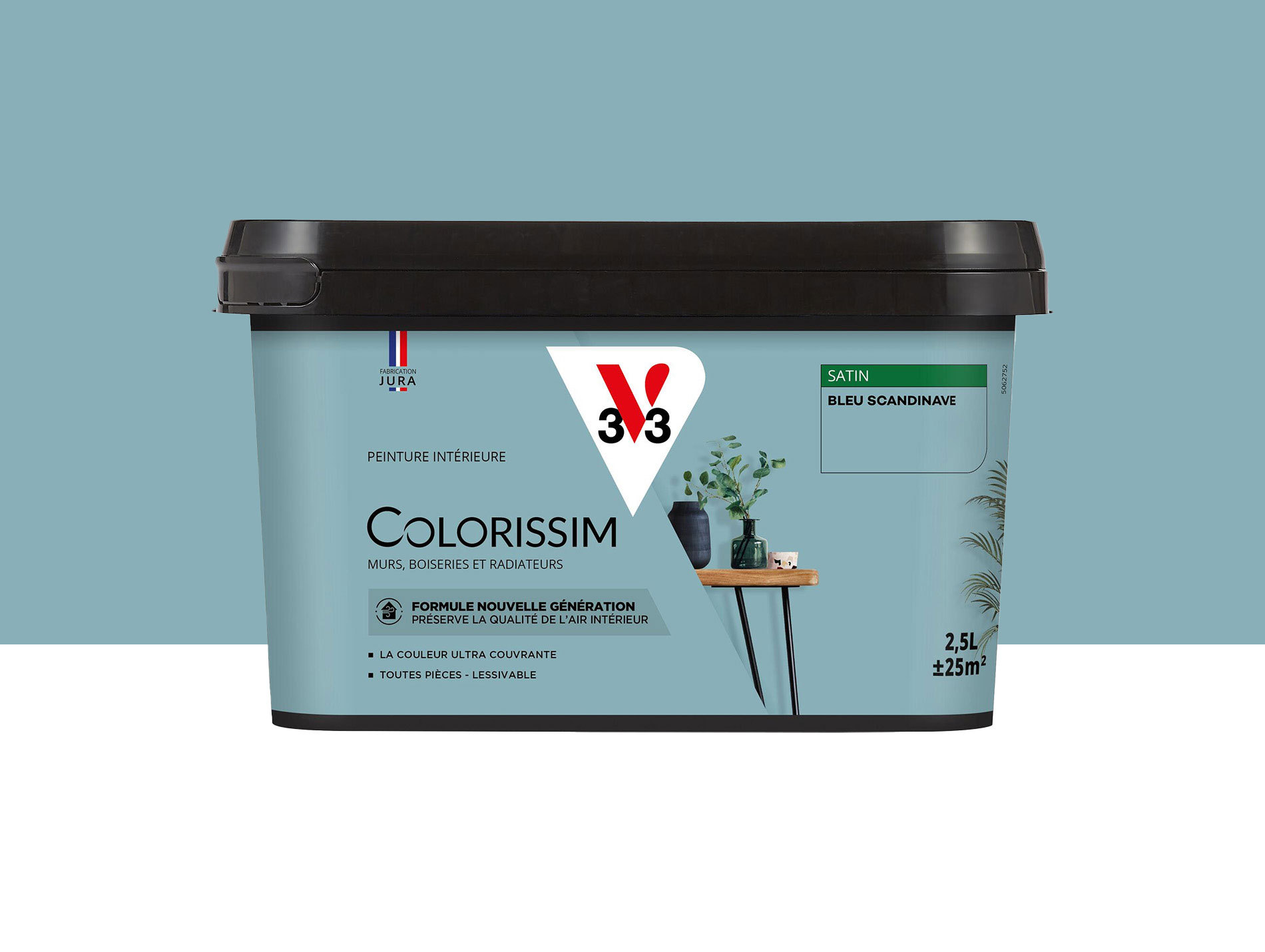Peinture de décoration Colorissim V33 Bleu scandinave satiné 2,5L