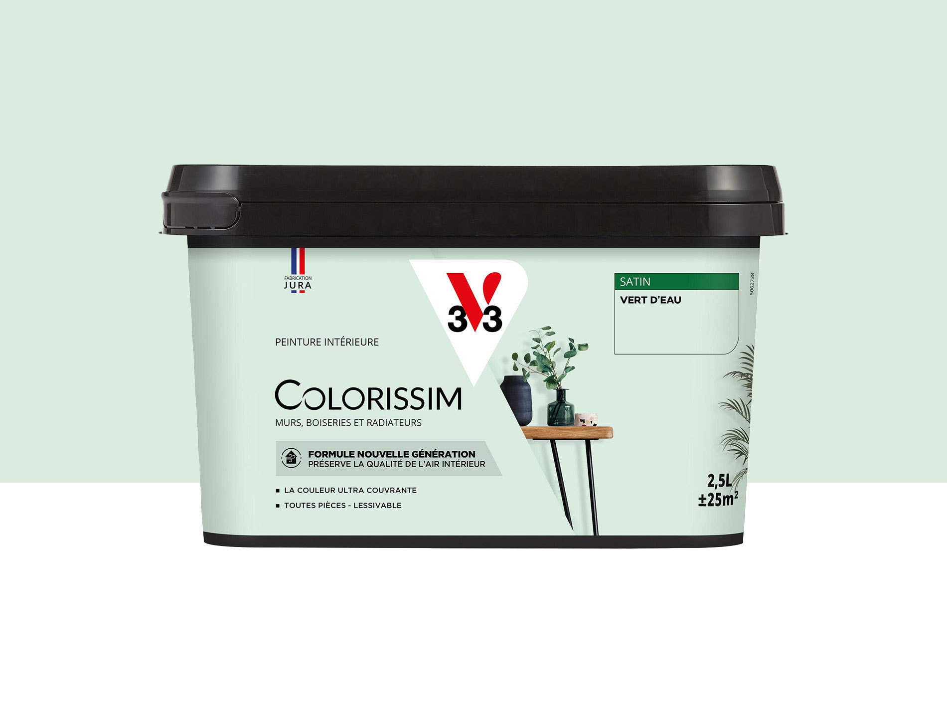 Peinture de décoration Colorissim V33 Vert d'eau satiné 2,5L