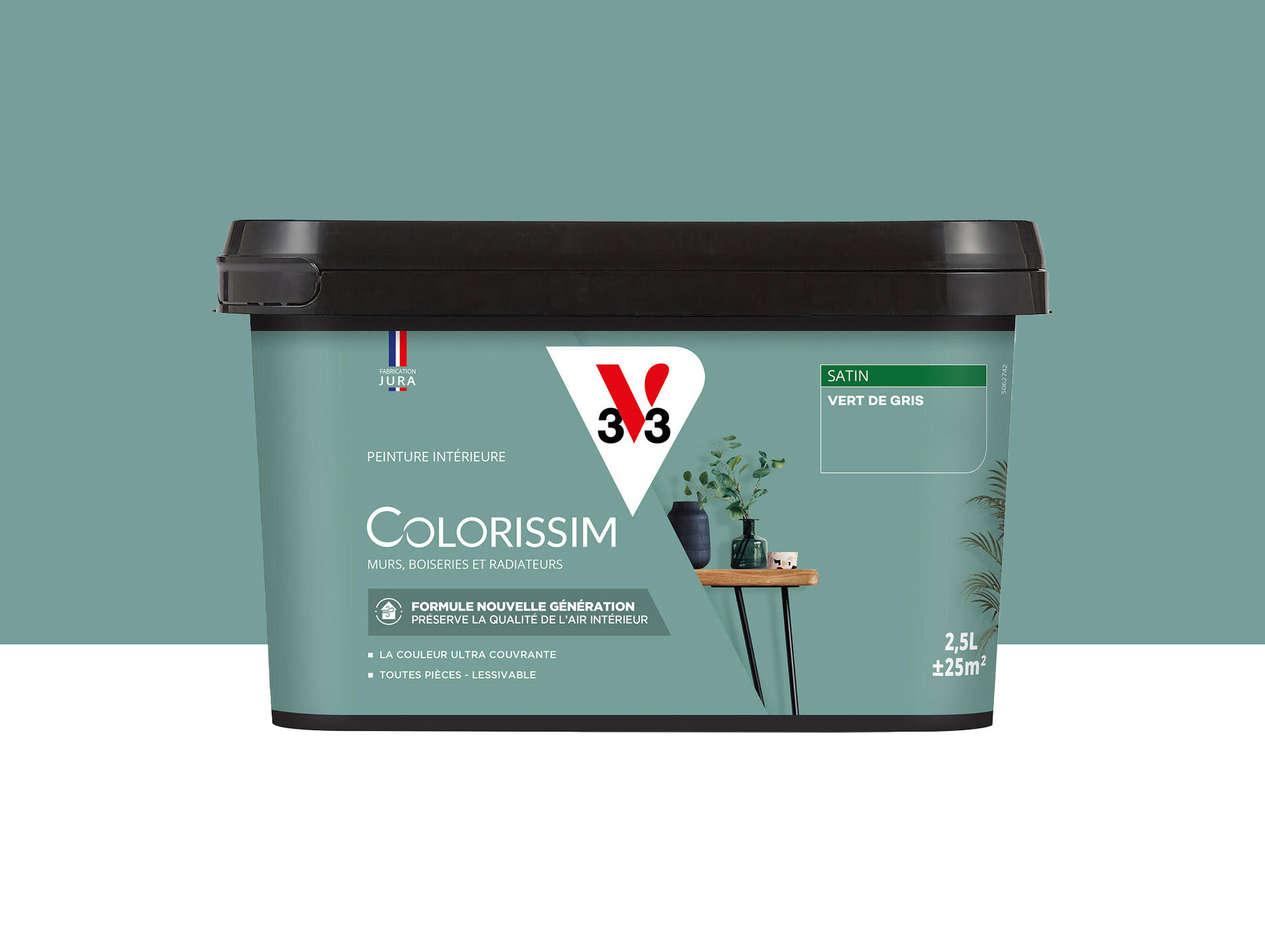 Peinture de décoration Colorissim V33 Vert de gris satiné 2,5L