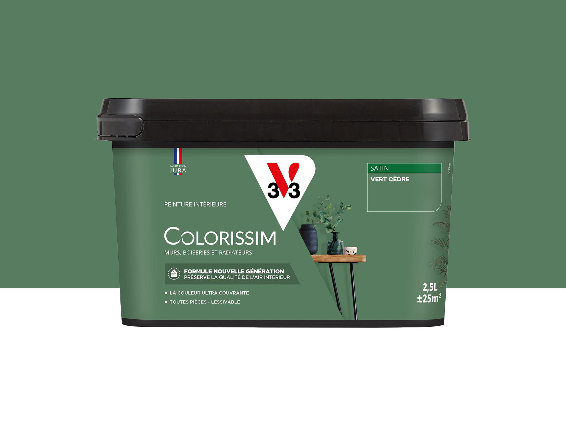 Peinture de décoration Colorissim V33 Vert cèdre satiné 2,5L