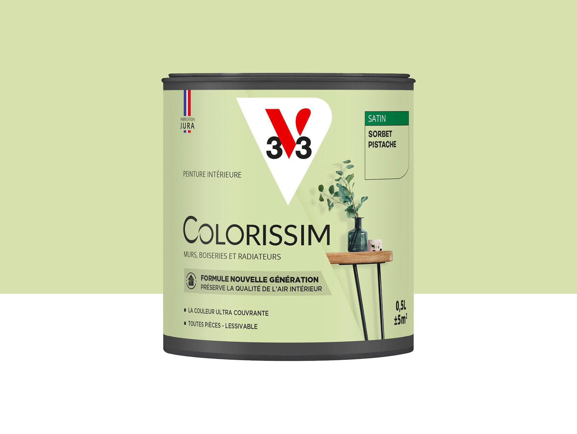 Peinture de décoration Colorissim V33 Sorbet pistache satiné 500ml