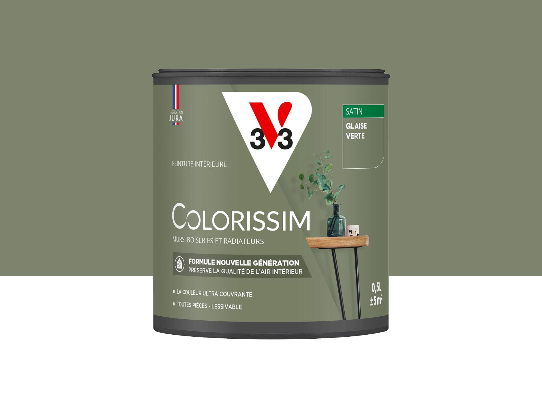 Peinture de décoration Colorissim V33 Glaise verte satiné 500ml